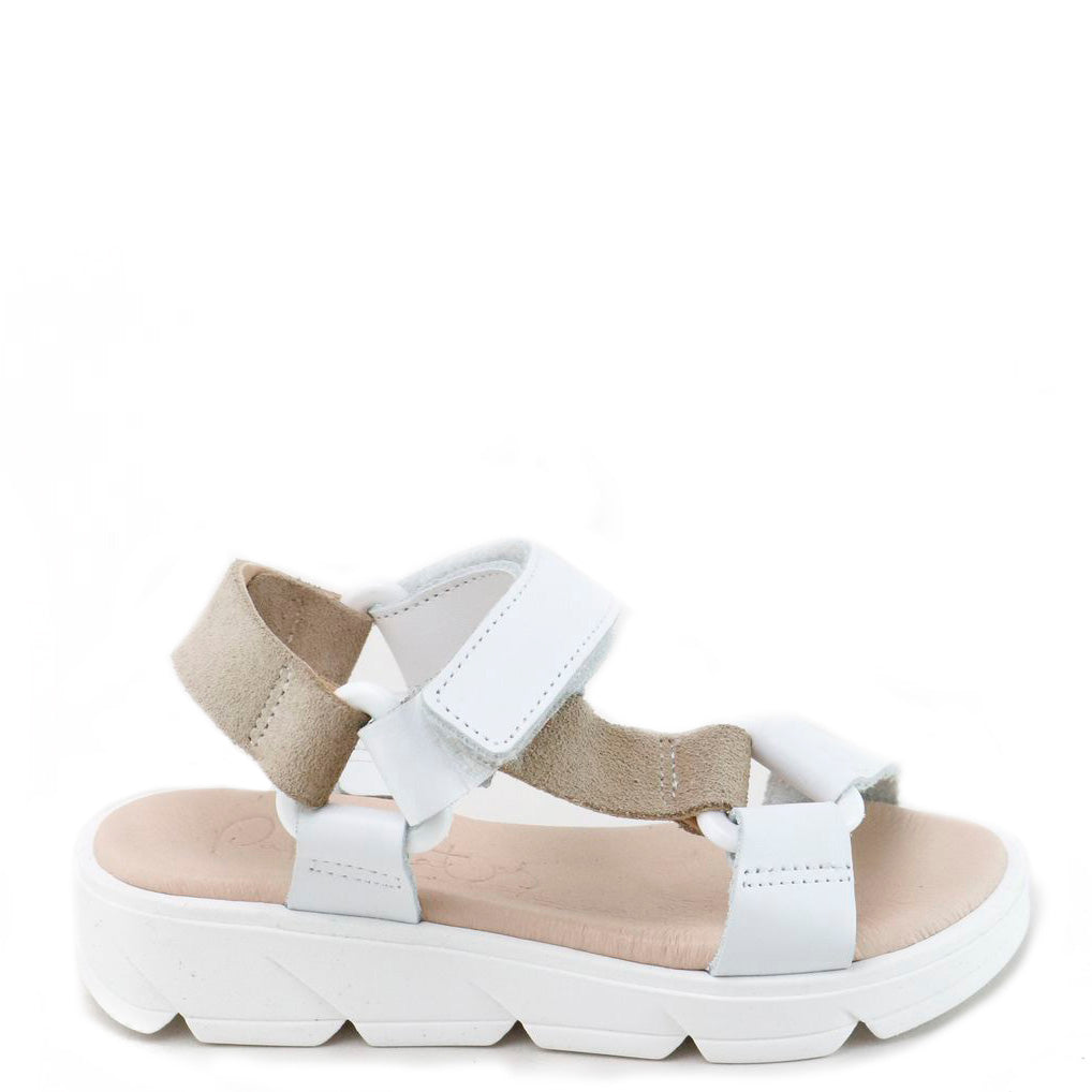 Papanatas White Triangle Velcro Sandal-Tassel Children Shoes