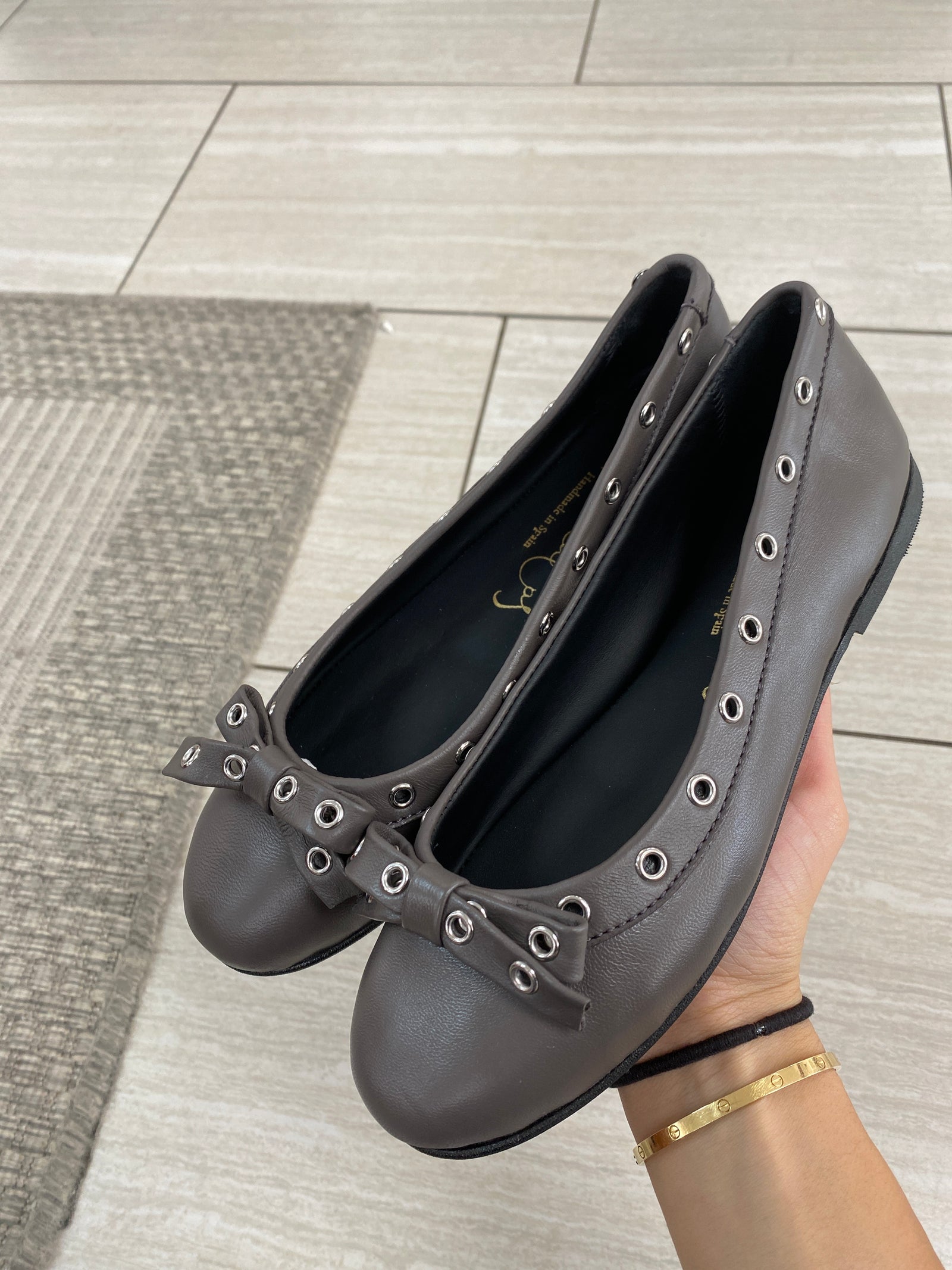 Papanatas Charcoal Rivet Ballet Flat-Tassel Children Shoes