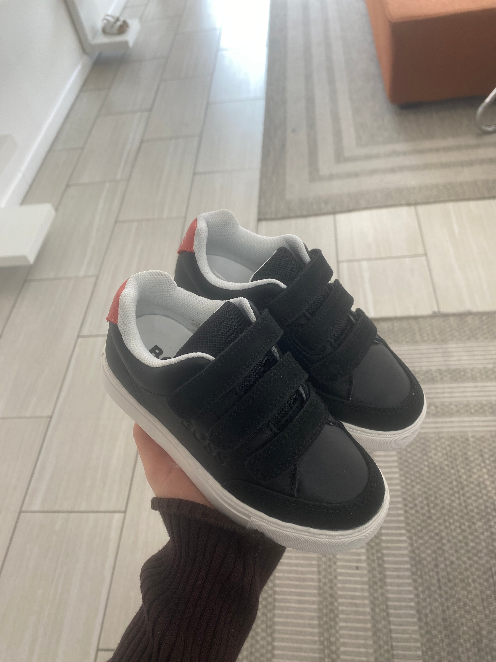Hugo Boss Black and Red Velcro Sneaker-Tassel Children Shoes