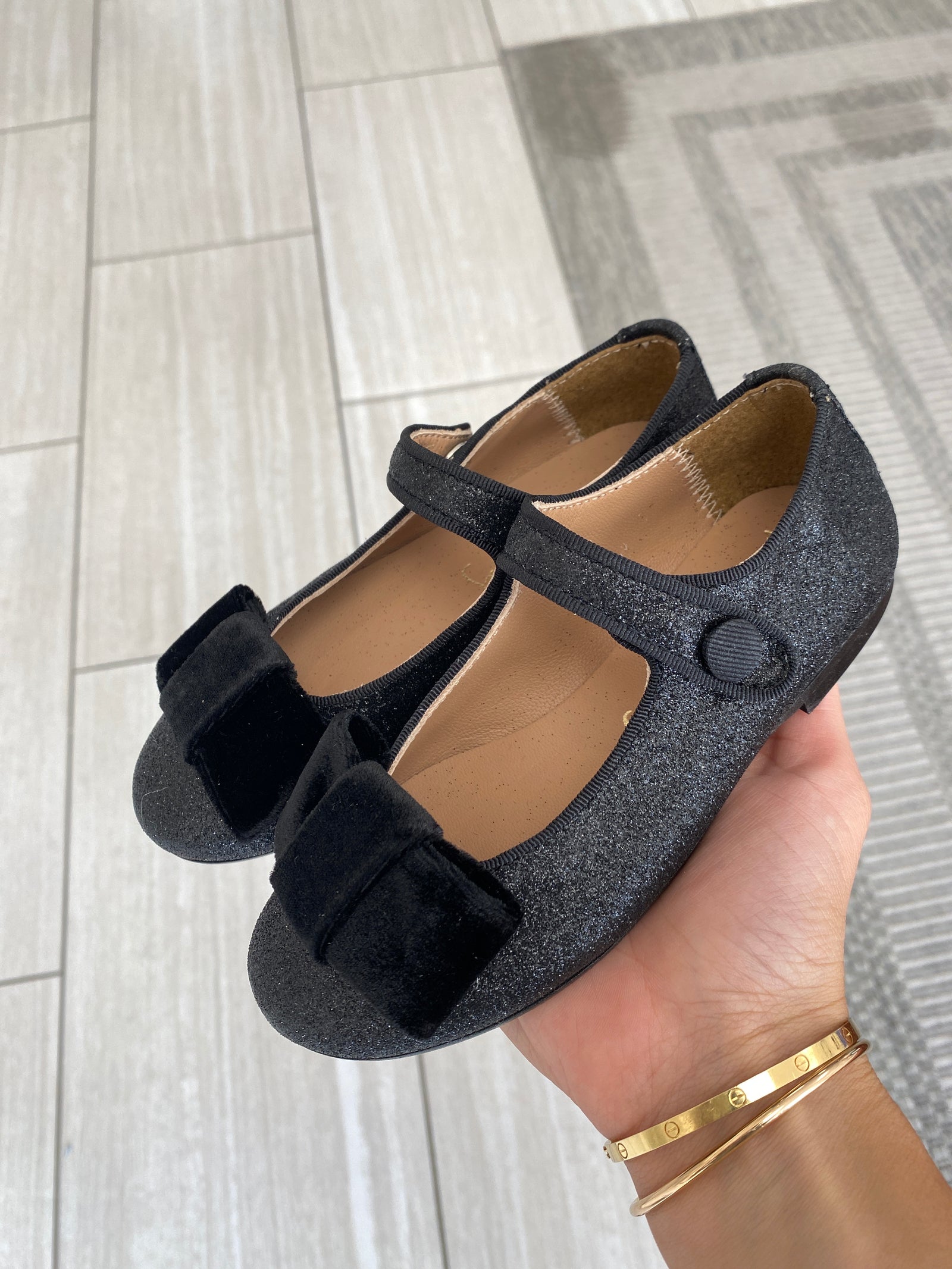 Papanatas Black Bow Mary Jane-Tassel Children Shoes