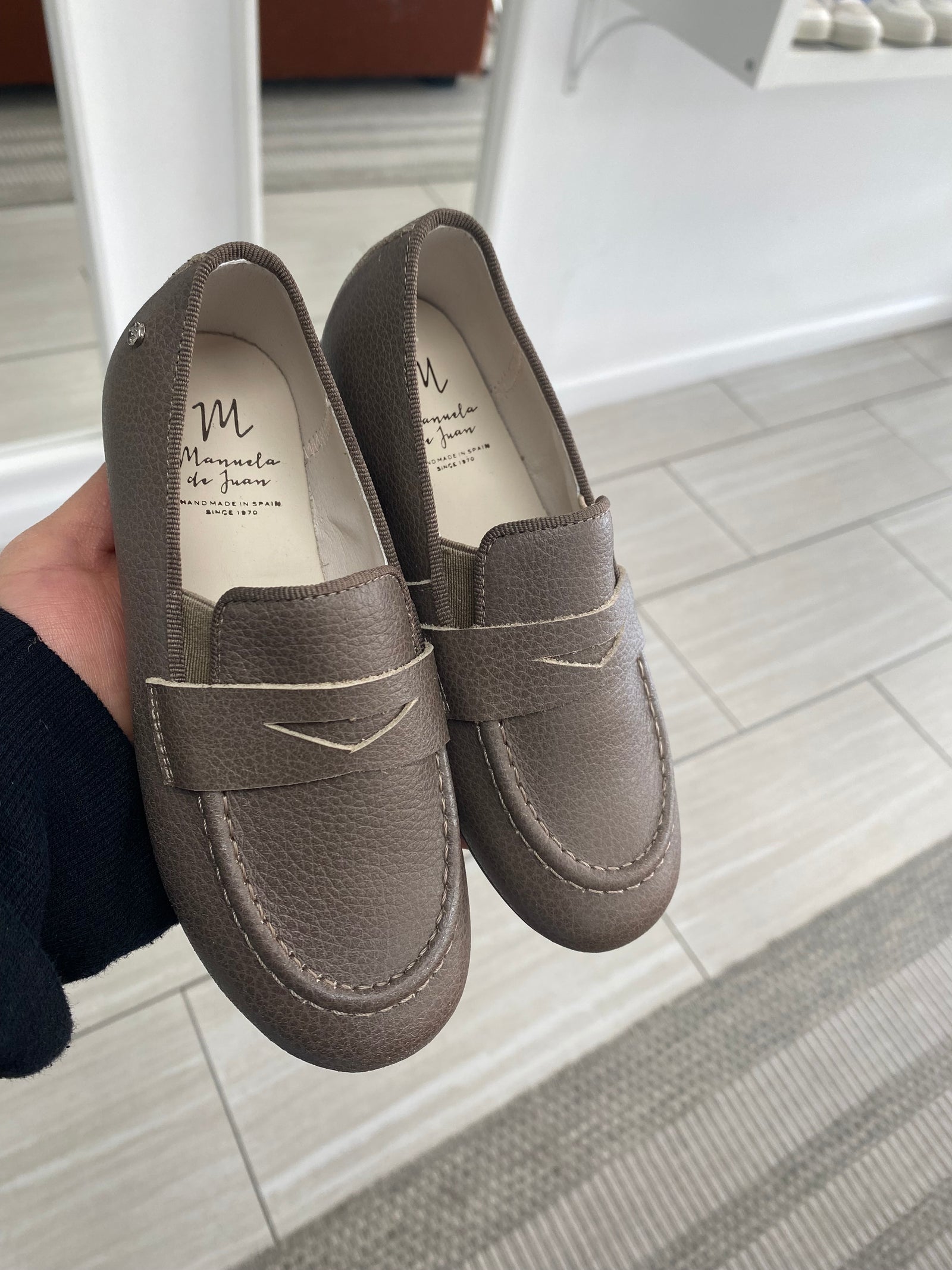 Manuela Stone Leather Smoking Loafer-Tassel Children Shoes