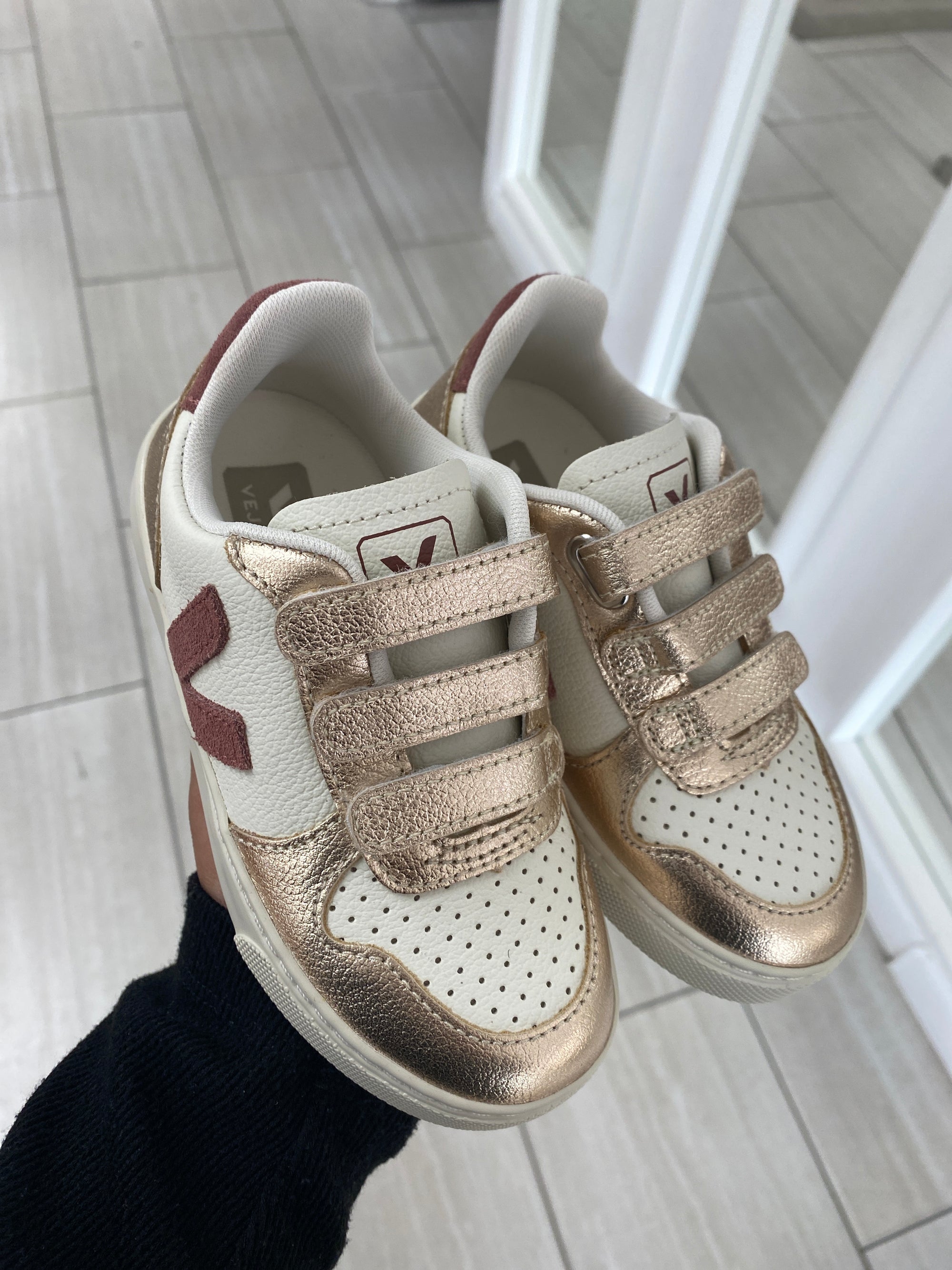 Veja Dried Petale Platine Velcro Sneaker-Tassel Children Shoes