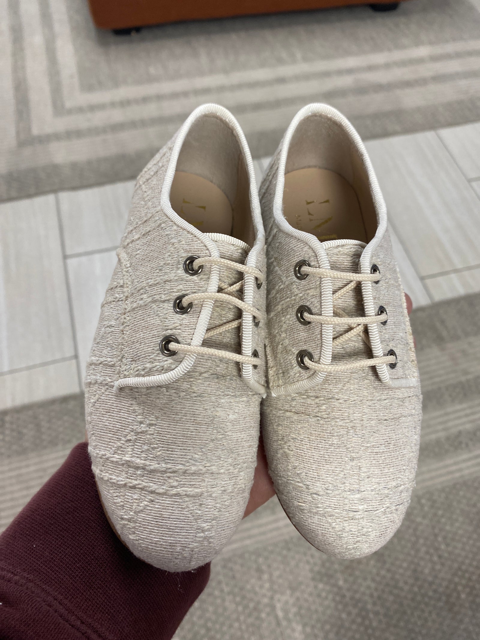 LMDI Taupe Textile Oxford-Tassel Children Shoes