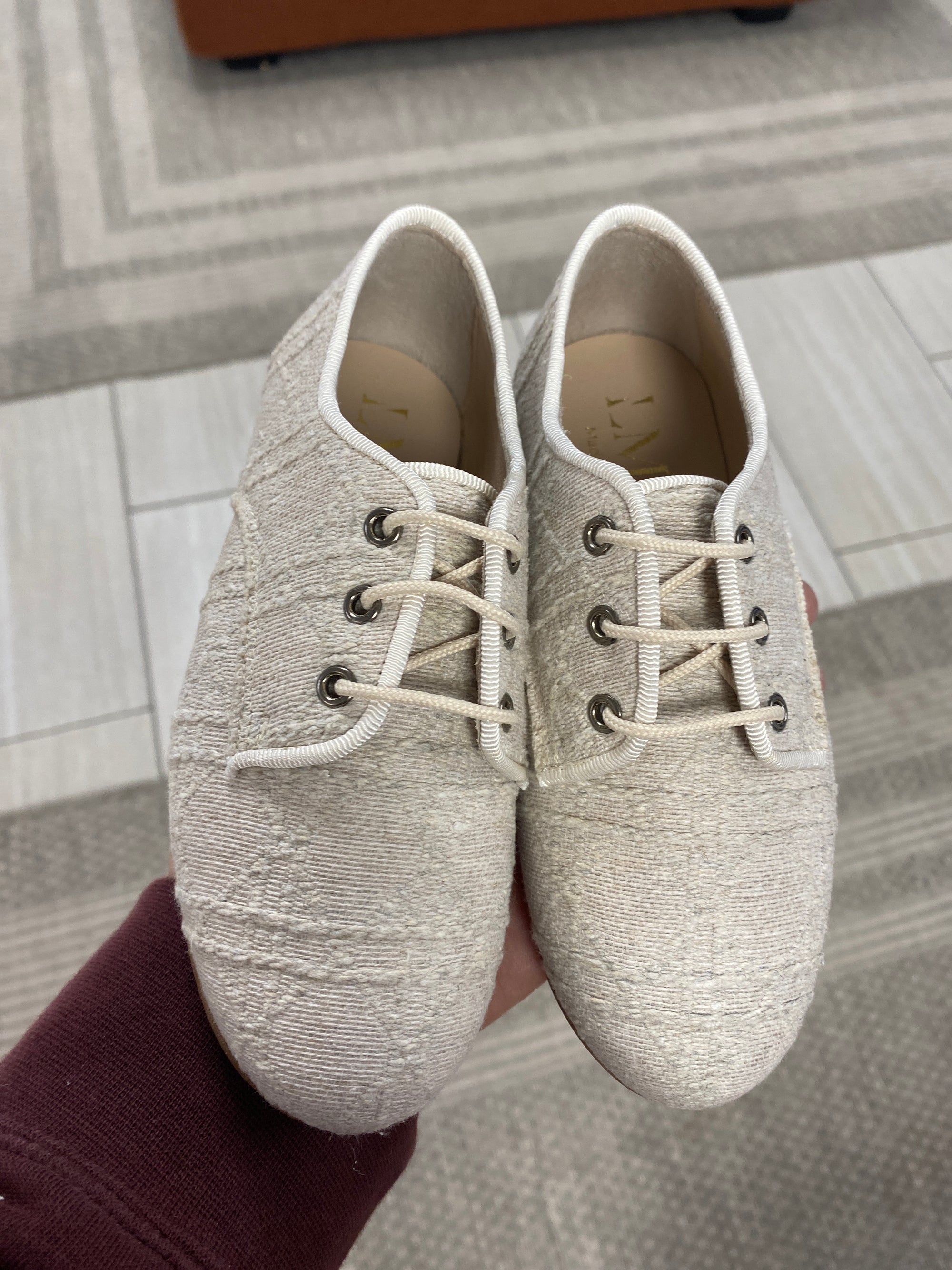 LMDI Taupe Textile Oxford-Tassel Children Shoes