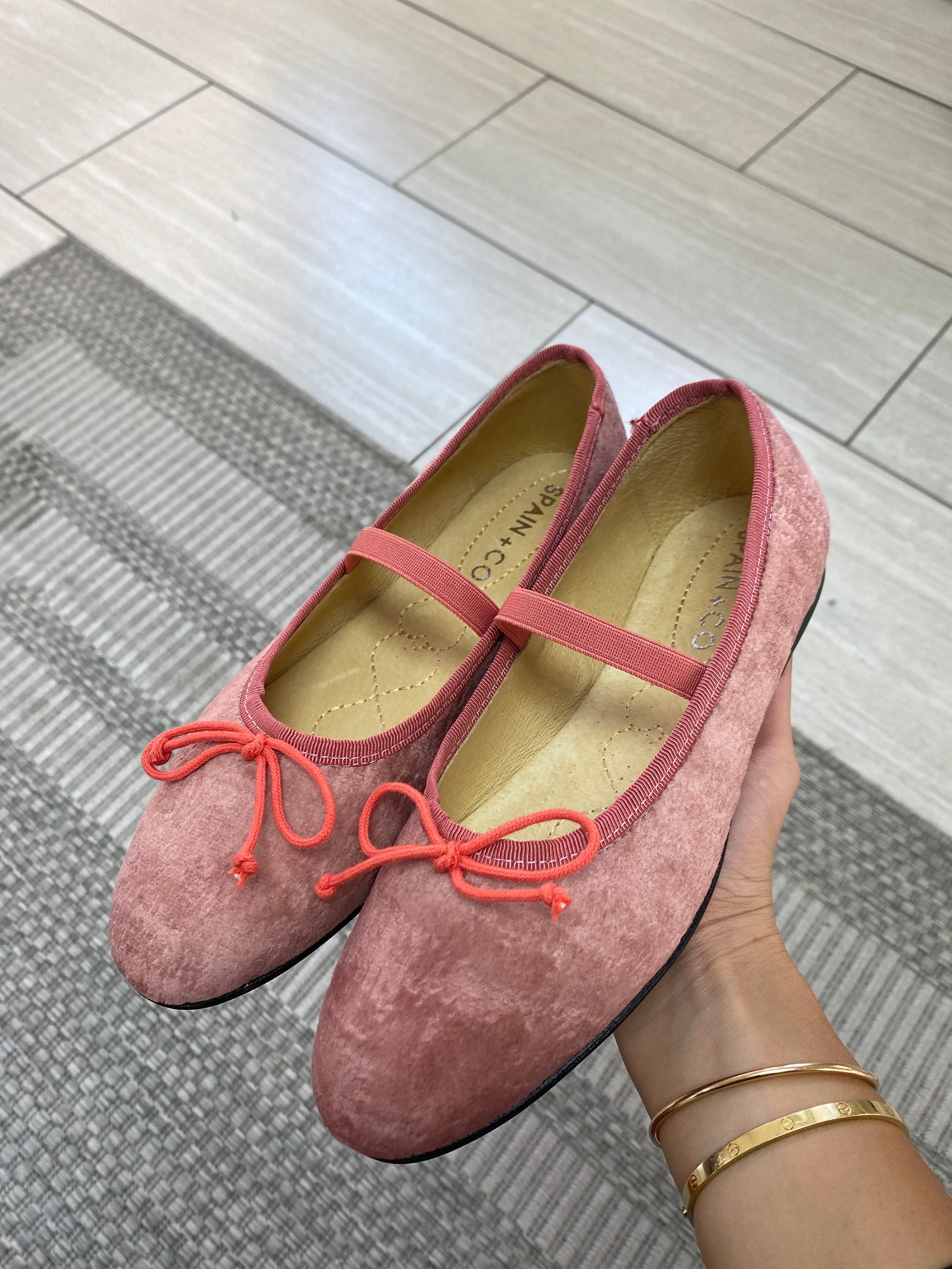 Spain+Co Rose Velvet Elastic Flat-Tassel Children Shoes