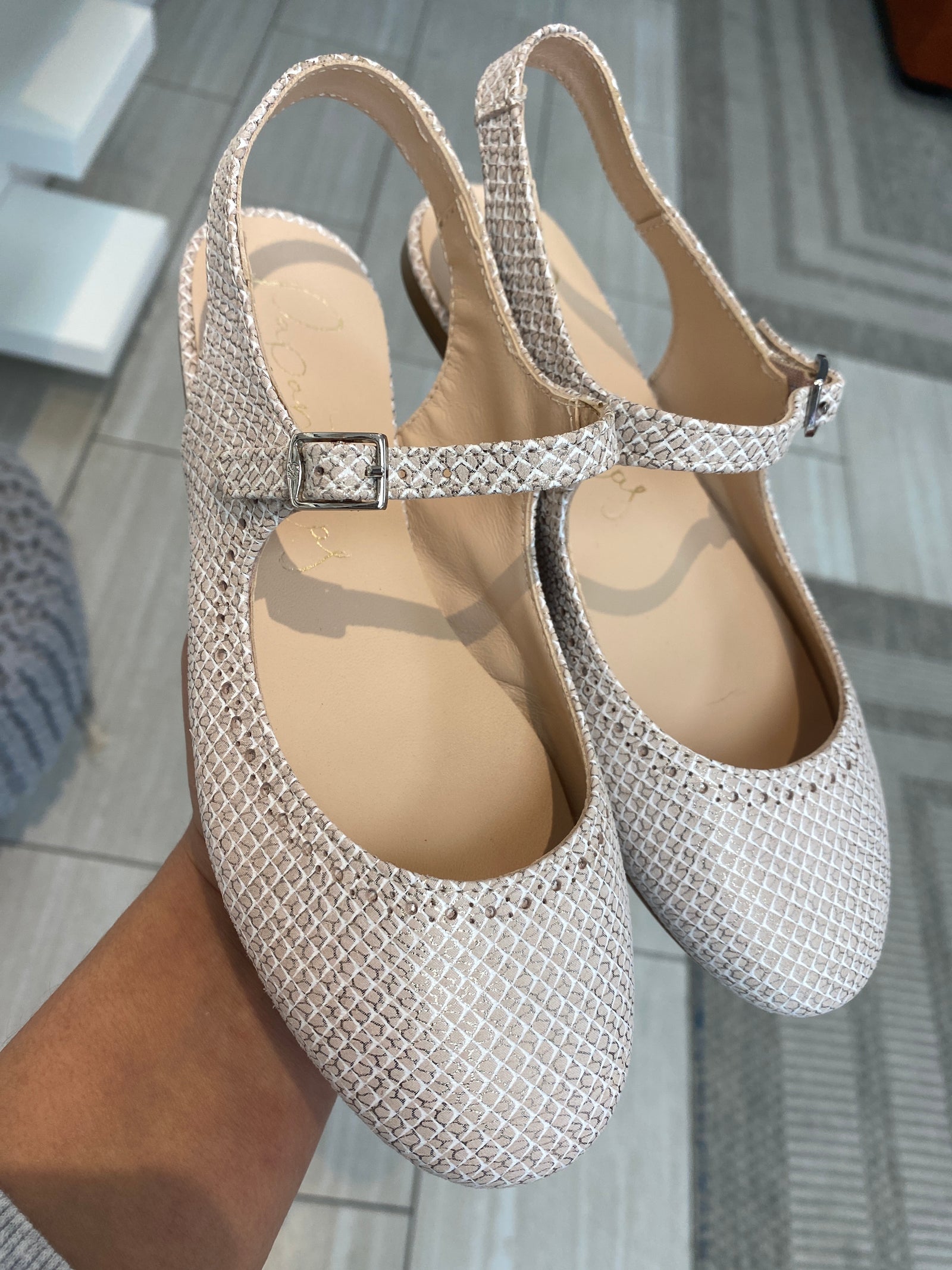 Papanatas Casper Ivory Slingback-Tassel Children Shoes