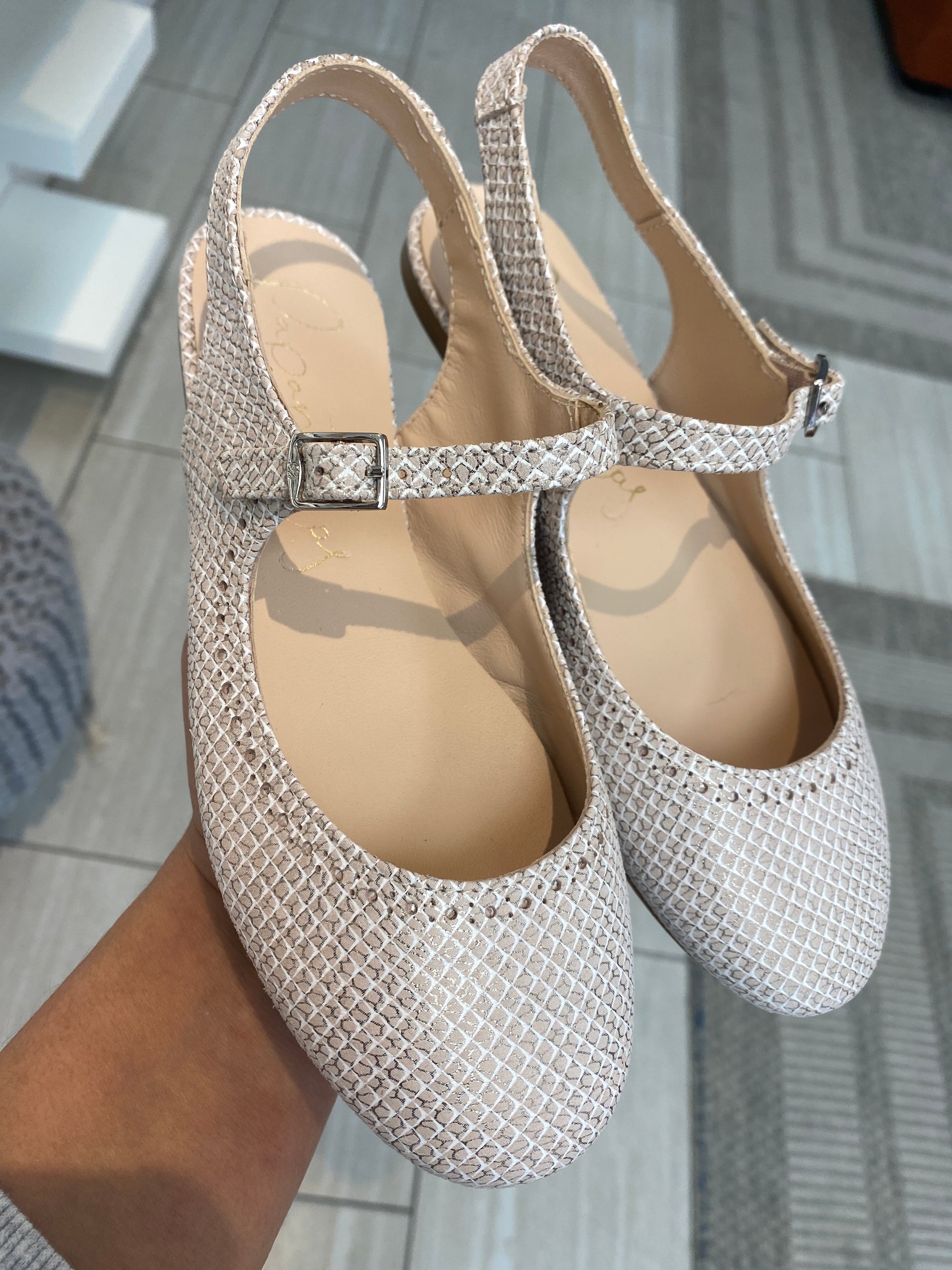 Papanatas Casper Ivory Slingback-Tassel Children Shoes