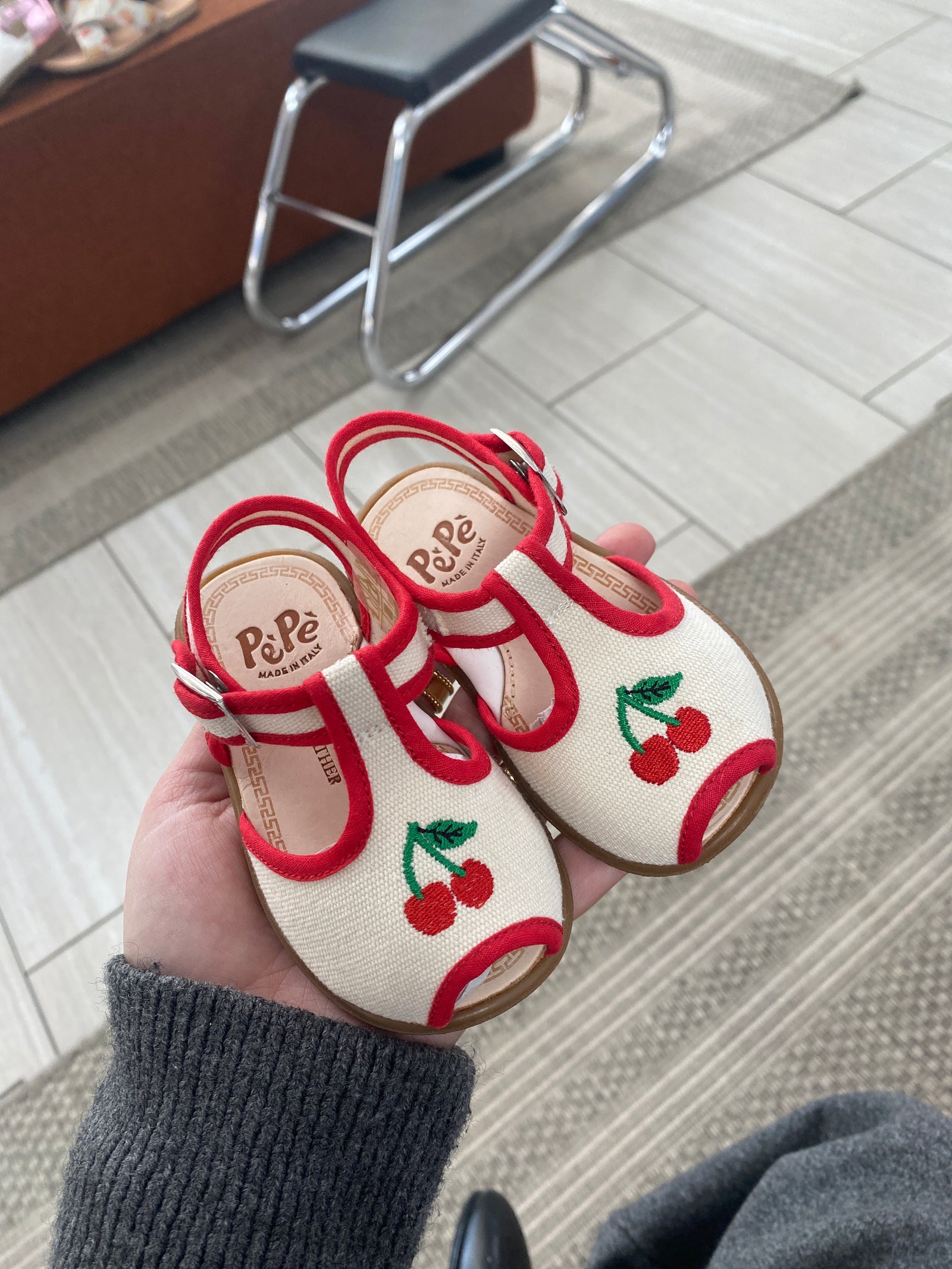 Pepe White and Red Cherry Sandal-Tassel Children Shoes