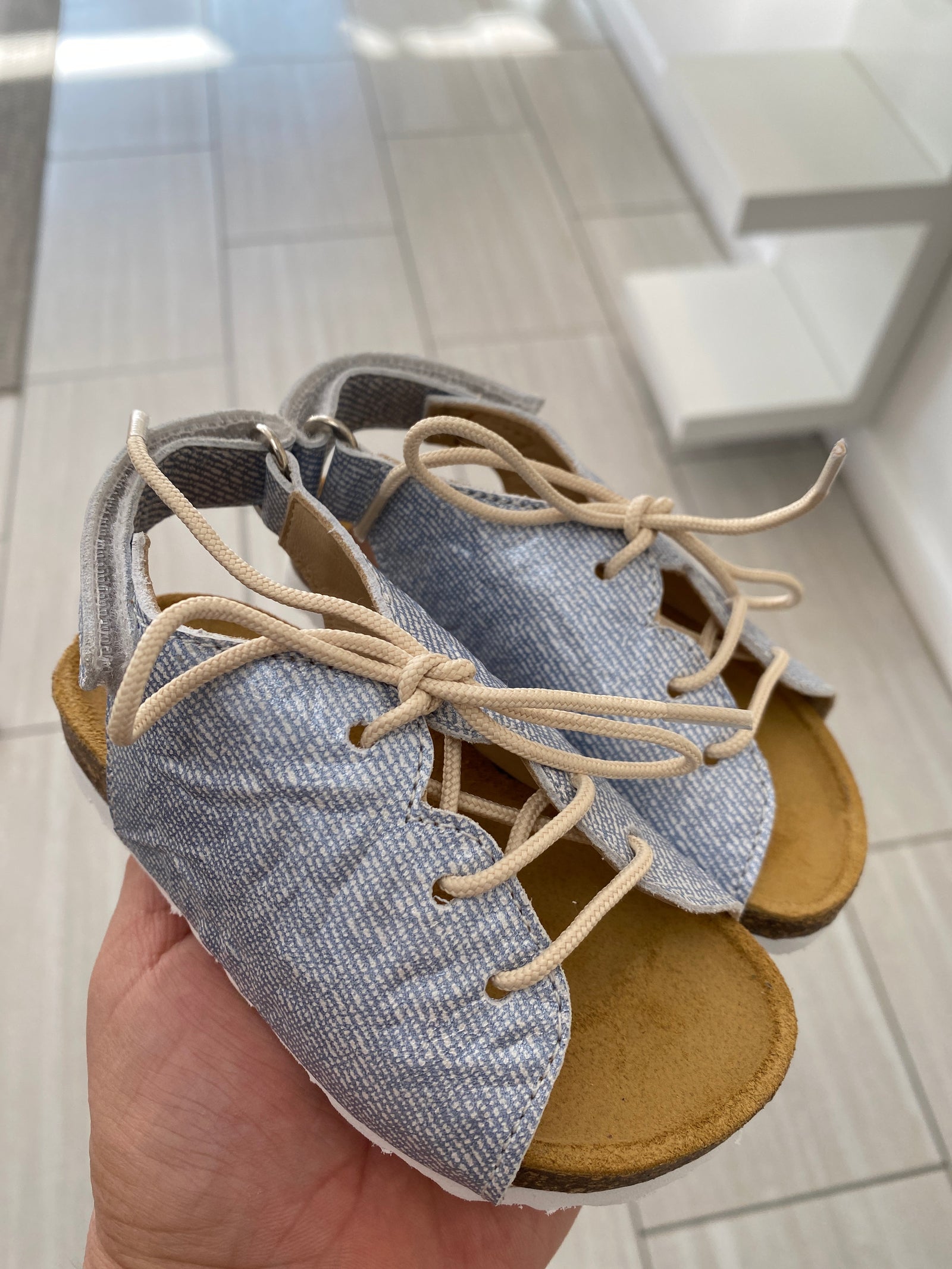 BluBlonc Blue Denim Lace Baby Sandal-Tassel Children Shoes