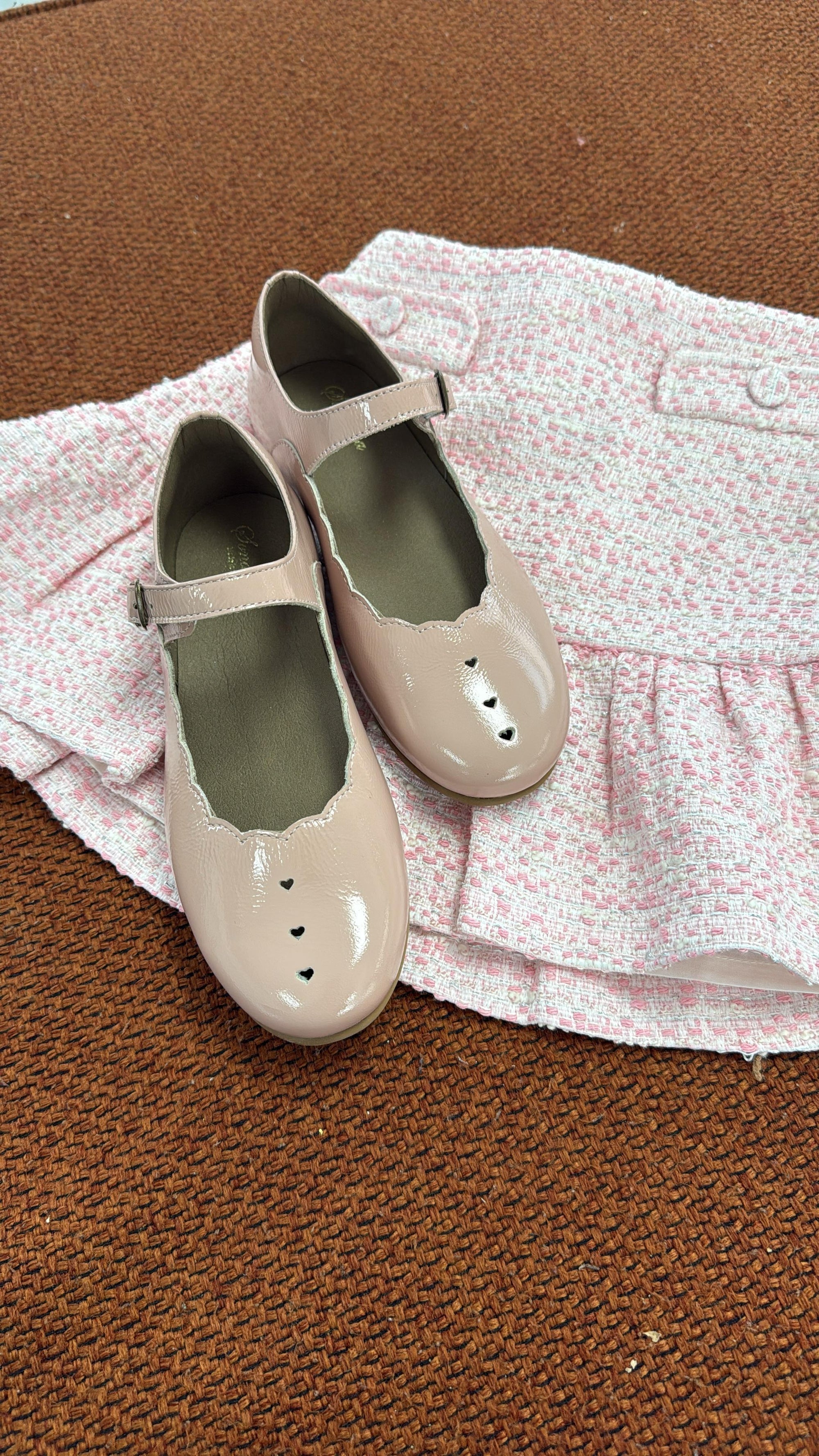 Sonatina Pink Patent Heart Scalloped Mary Jane-Tassel Children Shoes