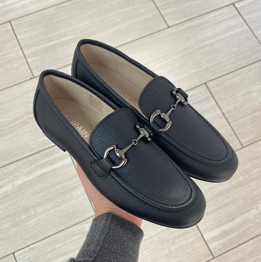 Spain+Co Black Pebbled Buckle Dress Shoe-Tassel Children Shoes