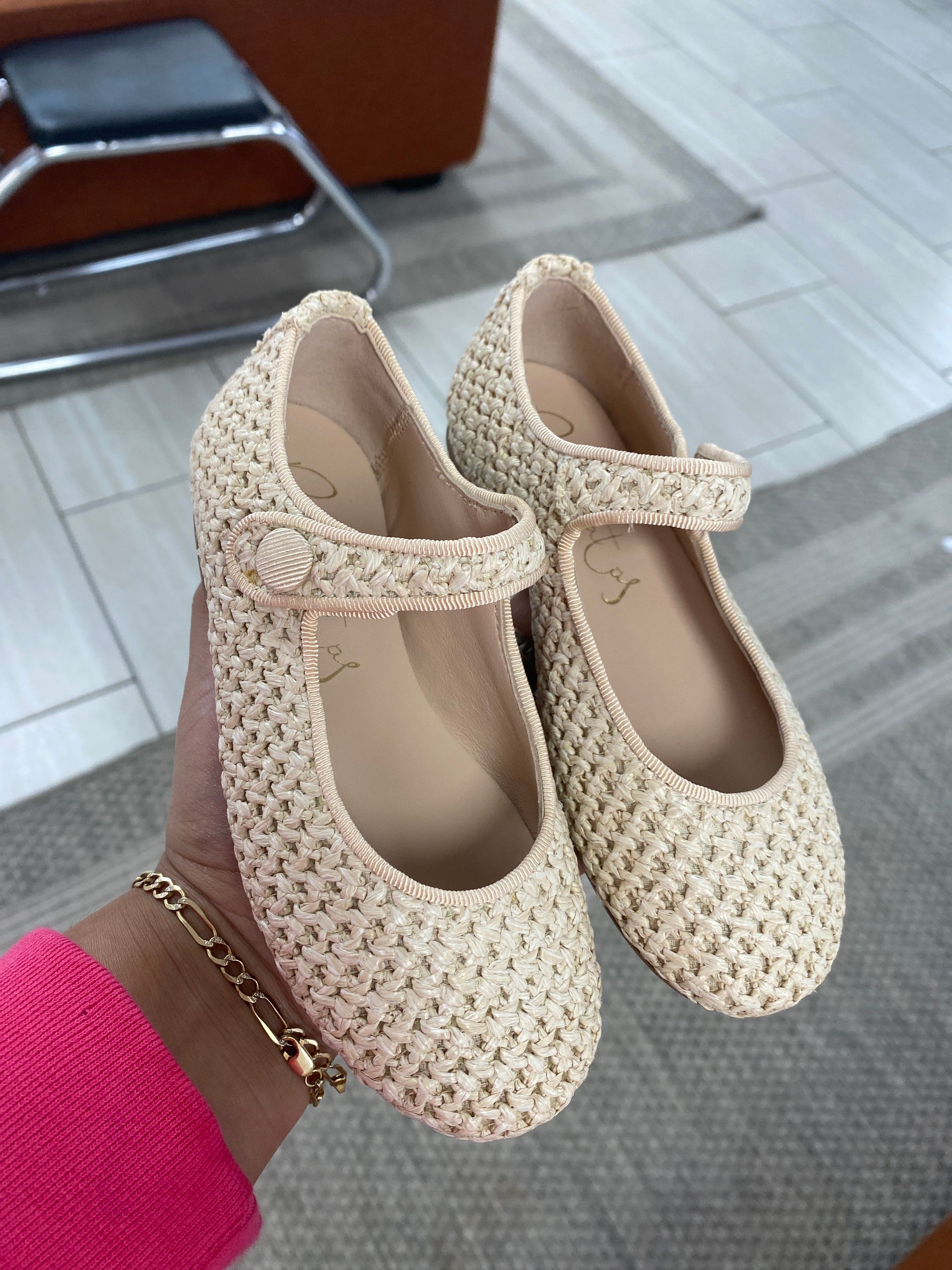 Papanatas Natural Basket Mary Jane-Tassel Children Shoes