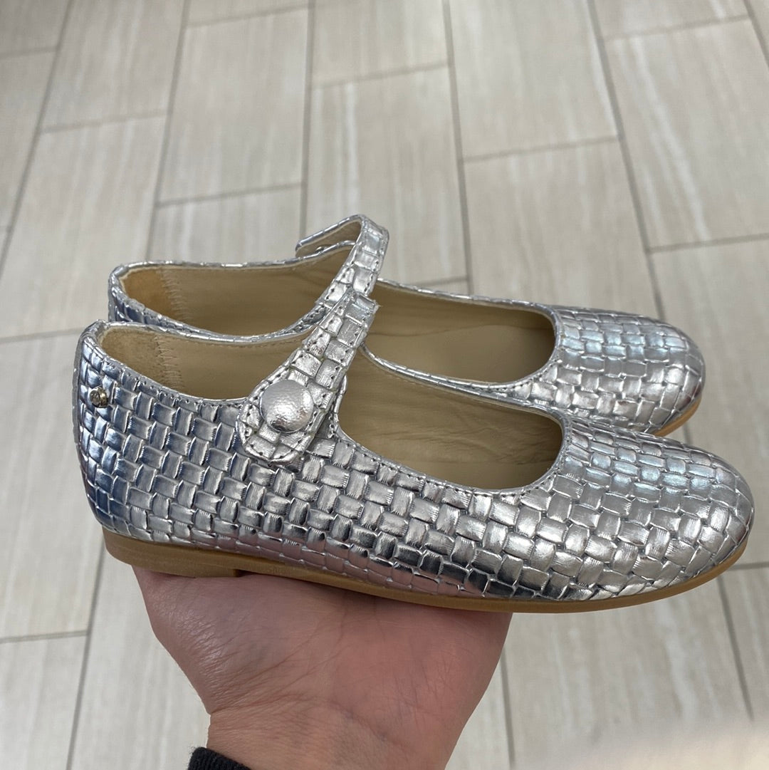 Manuela Silver Square Mary Jane-Tassel Children Shoes