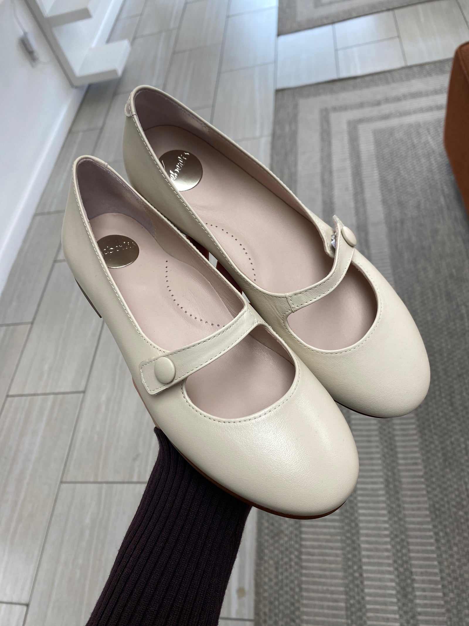 Beberlis Ivory Button Mary Jane-Tassel Children Shoes