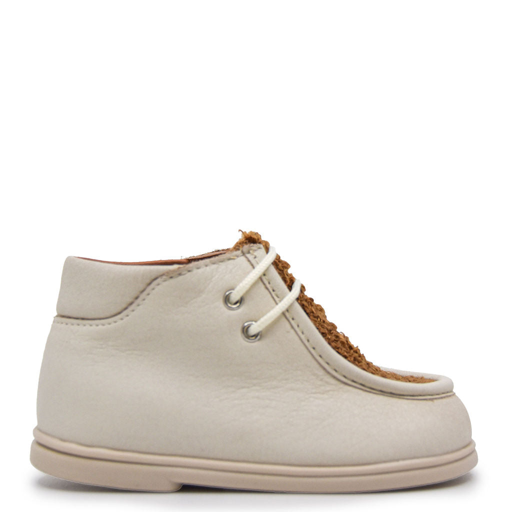 Papanatas Ivory and Camel Shearling Baby Bootie-Tassel Children Shoes