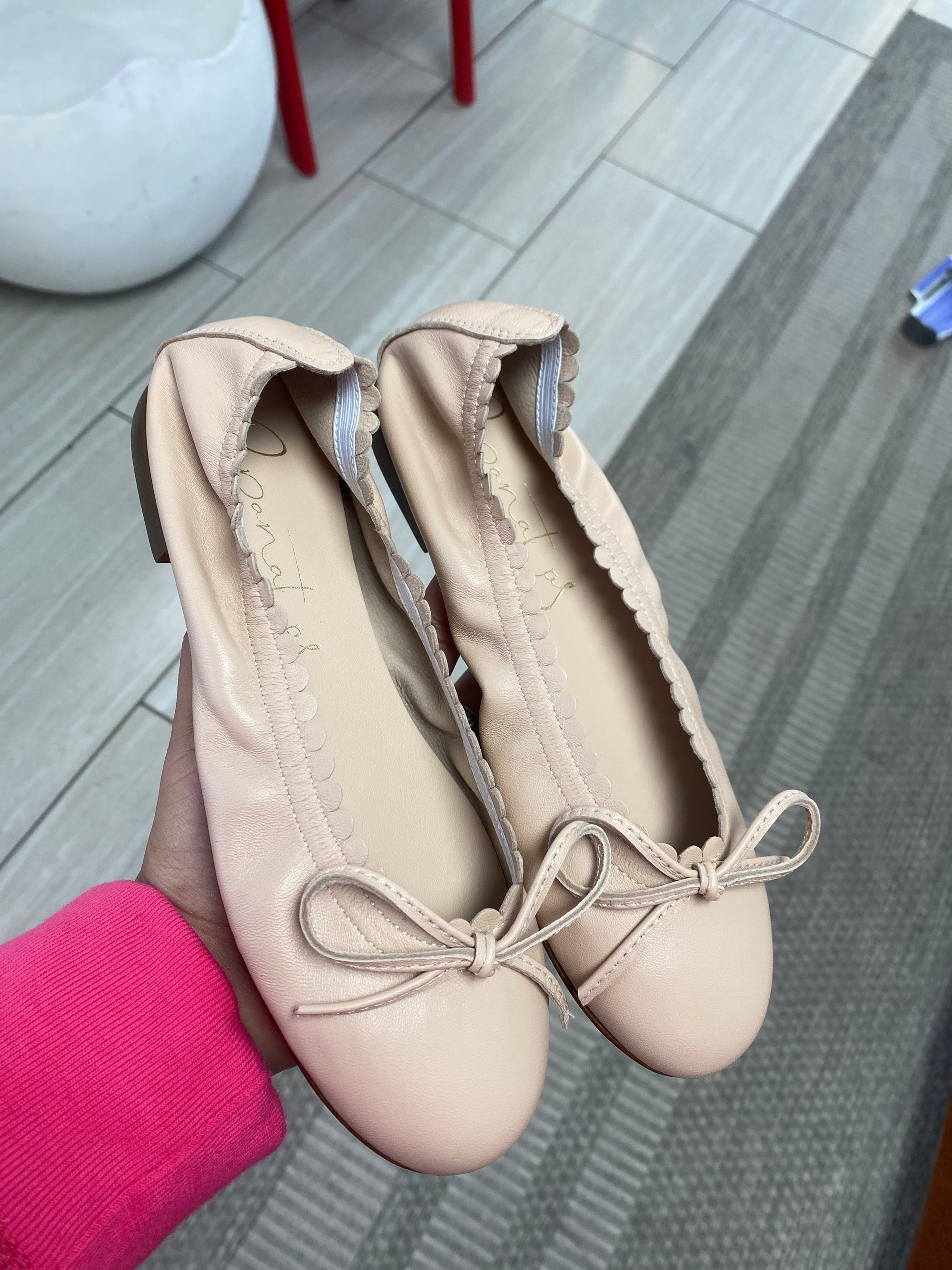 Papanatas Nude Elastic Bow Flat-Tassel Children Shoes