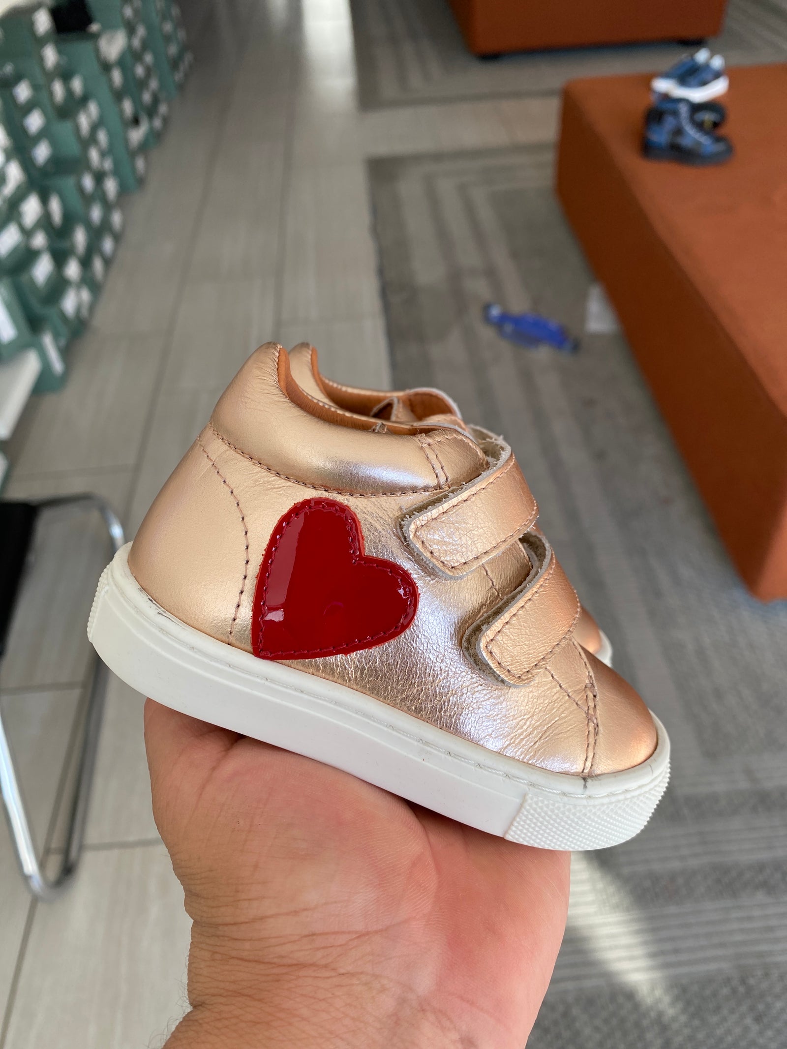 Atlanta Mocassin Rosegold Heart Baby Sneaker-Tassel Children Shoes