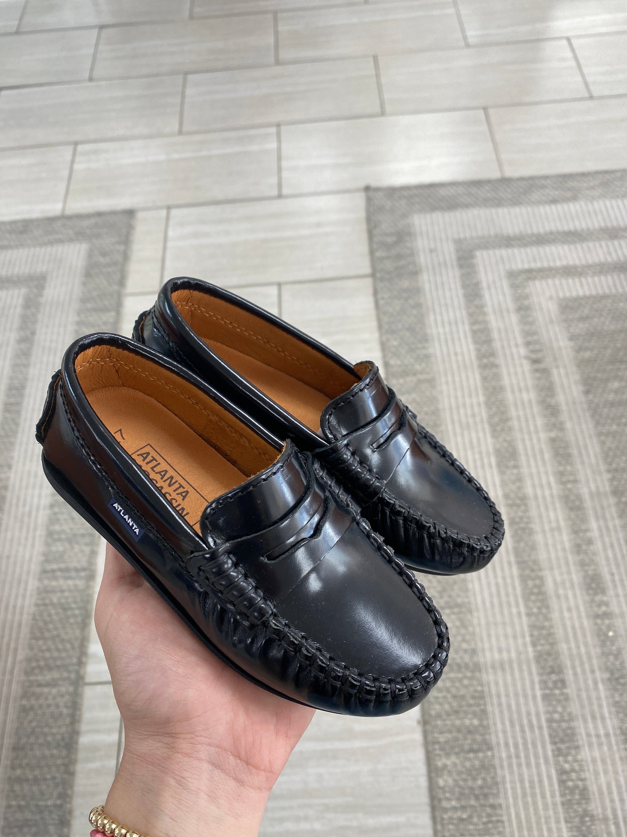 Atlanta Mocassin Black Florentic Penny Loafer-Tassel Children Shoes