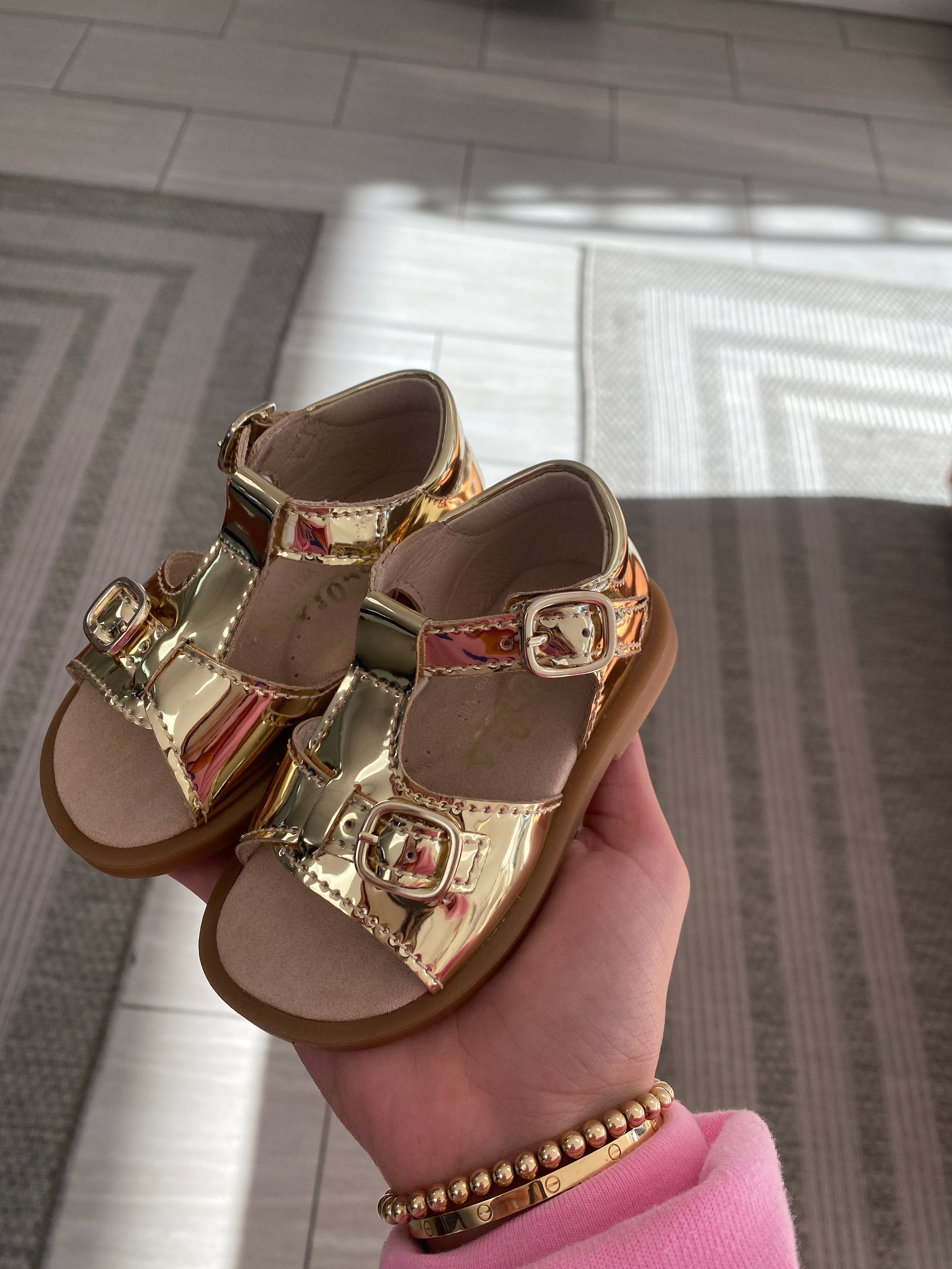 Beberlis Gold Buckle Baby Sandal-Tassel Children Shoes