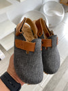 Pepe Gray Wool Fur Clog-Tassel Children Shoes