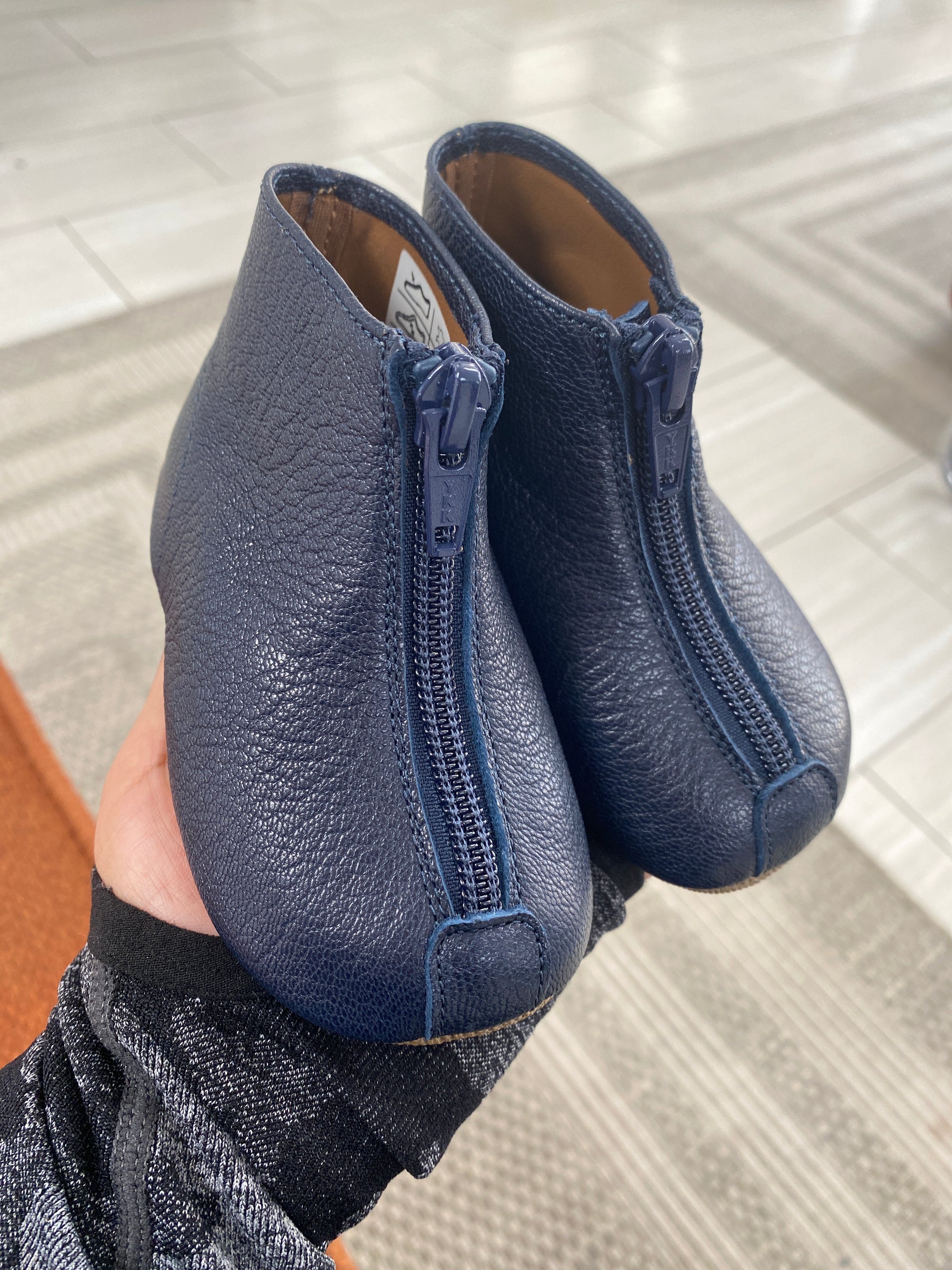 Pepe Navy Pebbled Zipper Bootie-Tassel Children Shoes