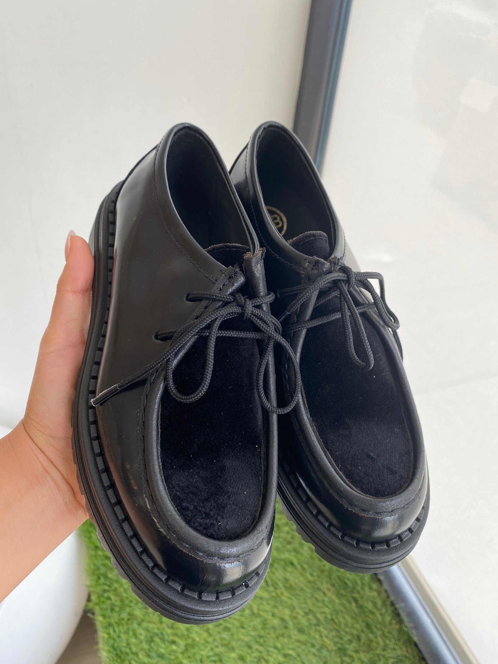 Blublonc Black Chunky Oxford-Tassel Children Shoes