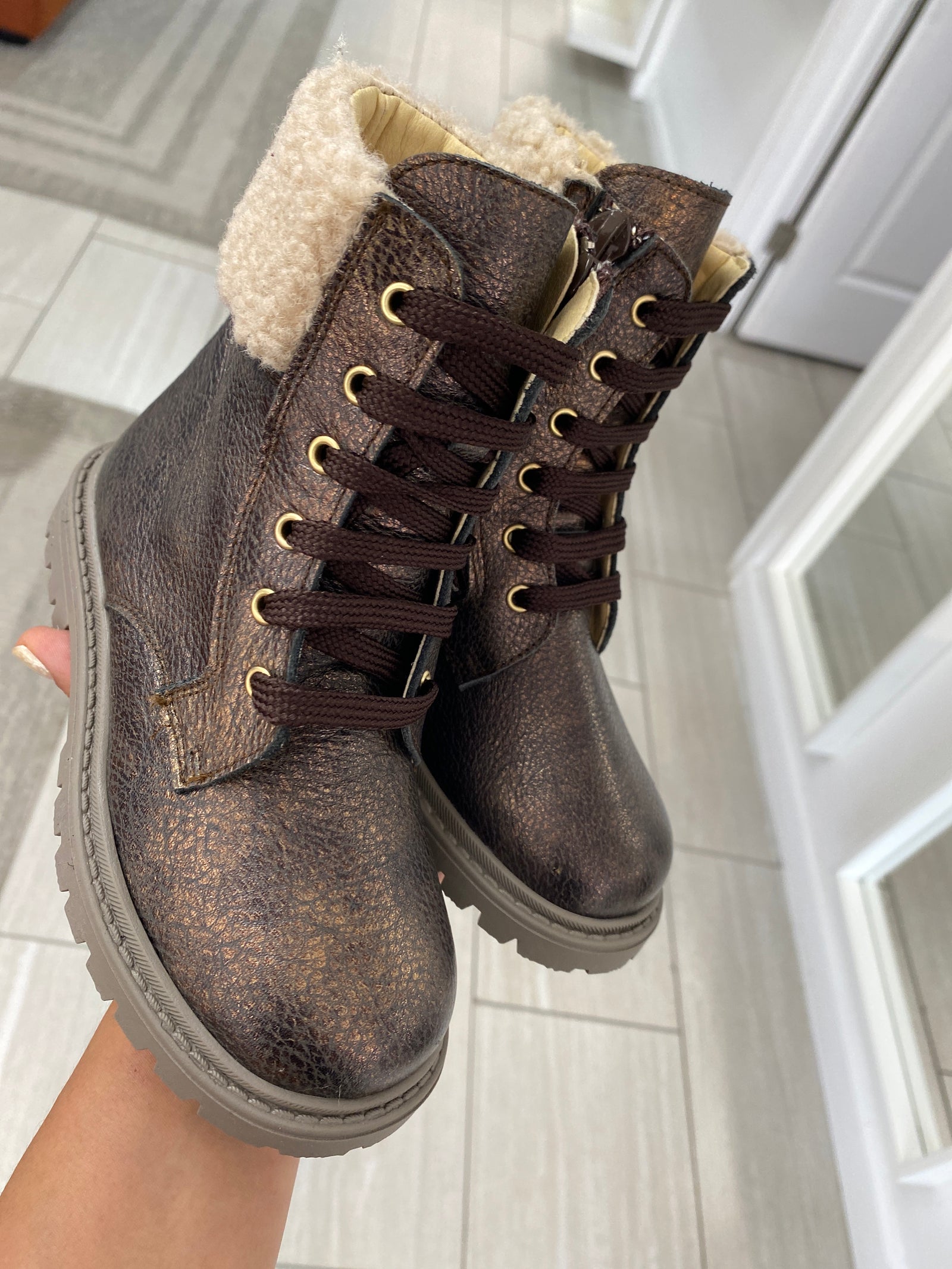 Andanines Bronze Shearling Boot-Tassel Children Shoes