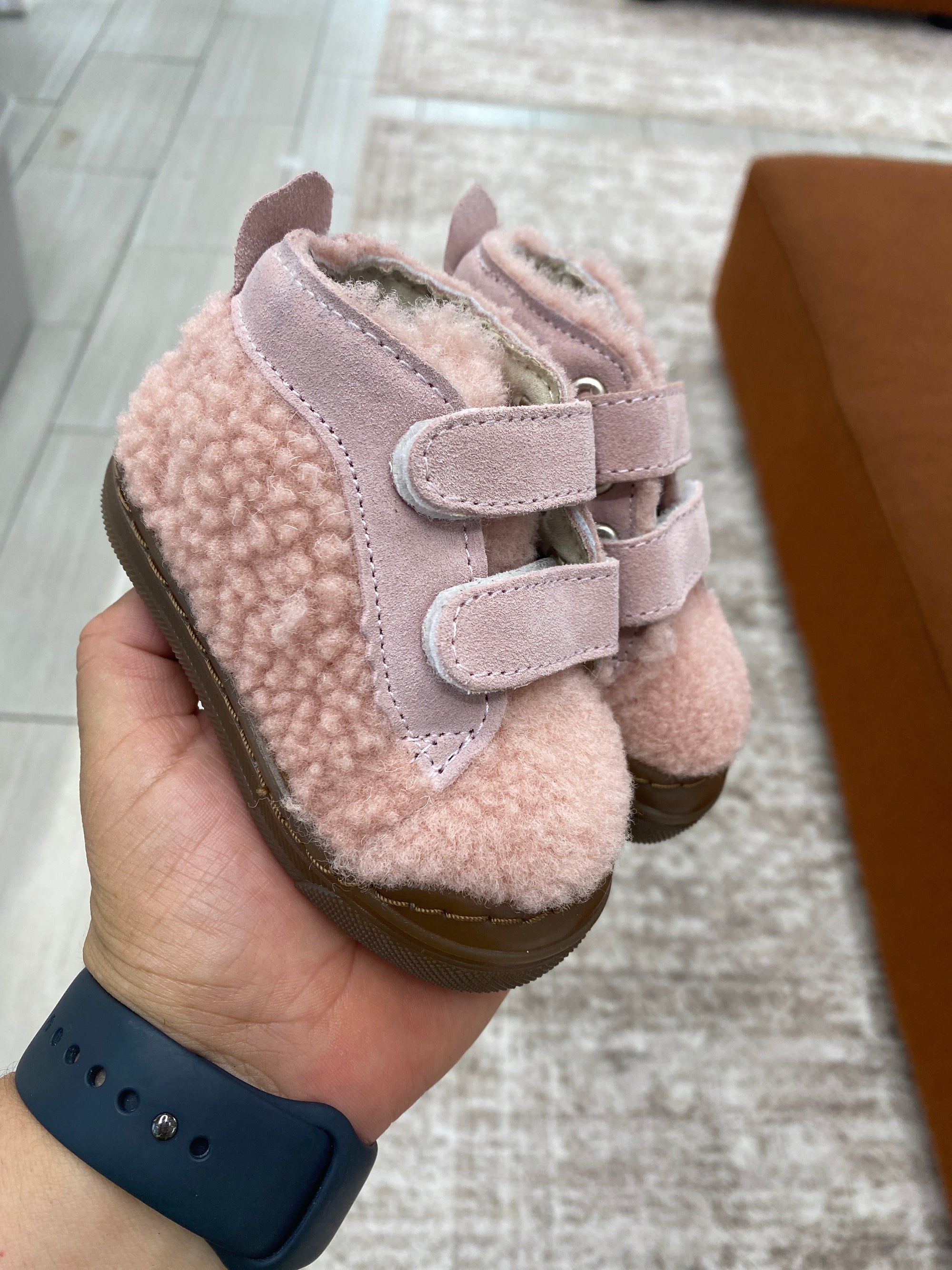 Pepe Rose Shearling Velcro Sneaker-Tassel Children Shoes
