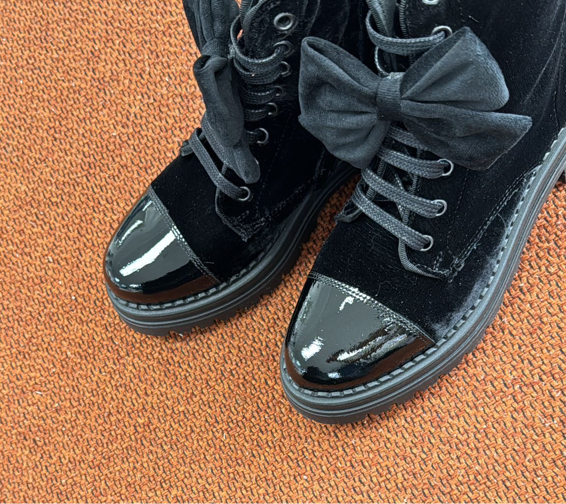 Spain+Co Crushed Velvet Bow Boot-Tassel Children Shoes