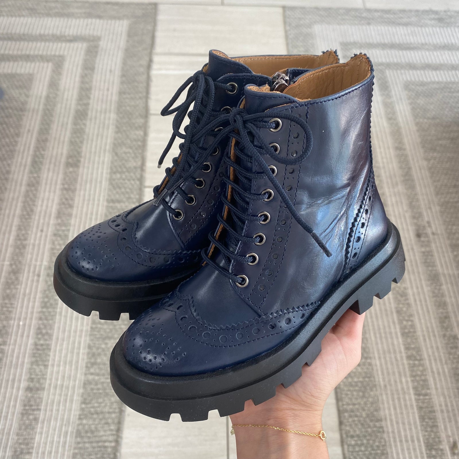 Papanatas Marine Wingtip Chunky Bootie-Tassel Children Shoes