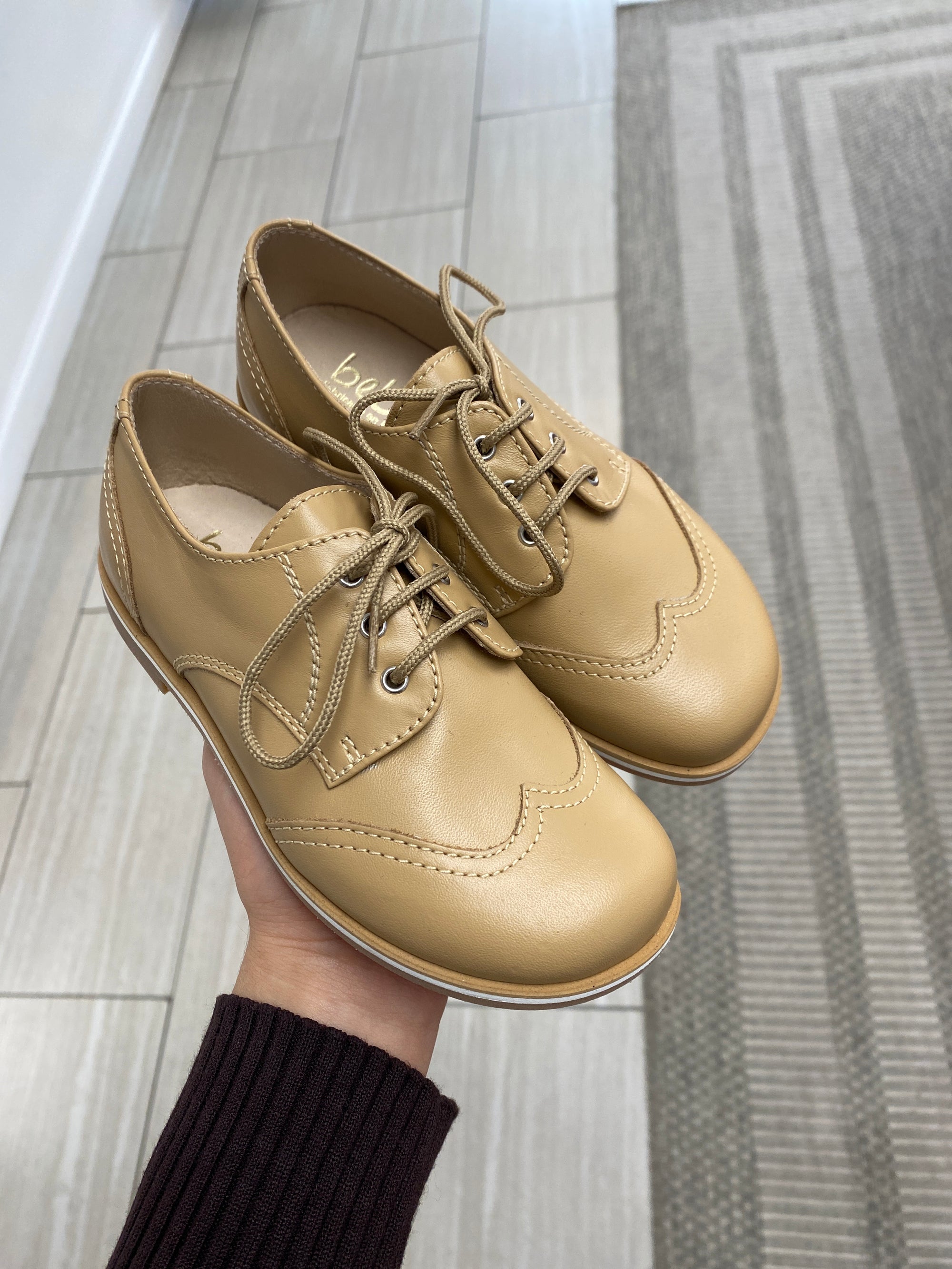 Beberlis Camel Wingtip Oxford-Tassel Children Shoes
