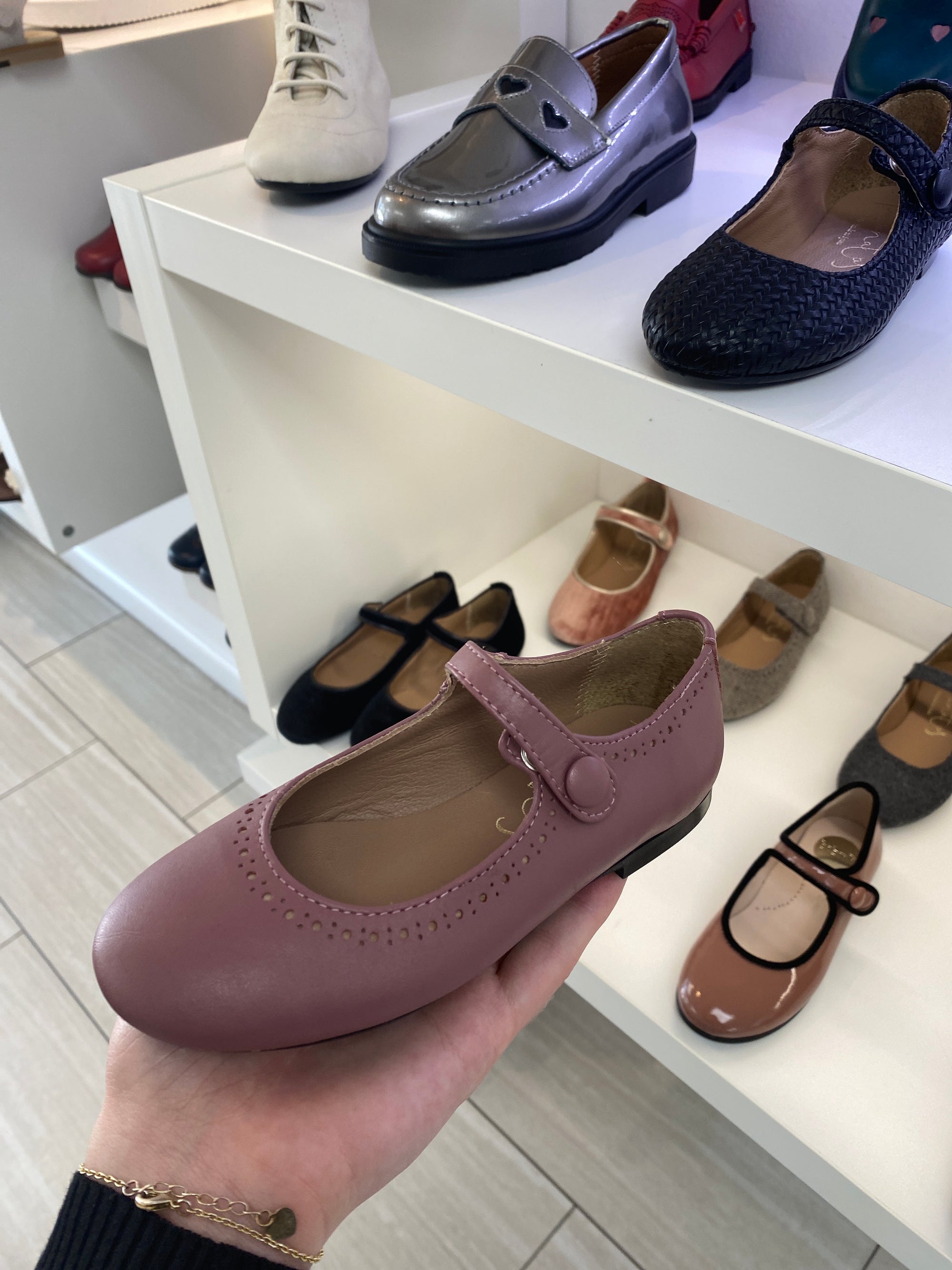 Papanatas Cranberry Leather Mary Jane-Tassel Children Shoes