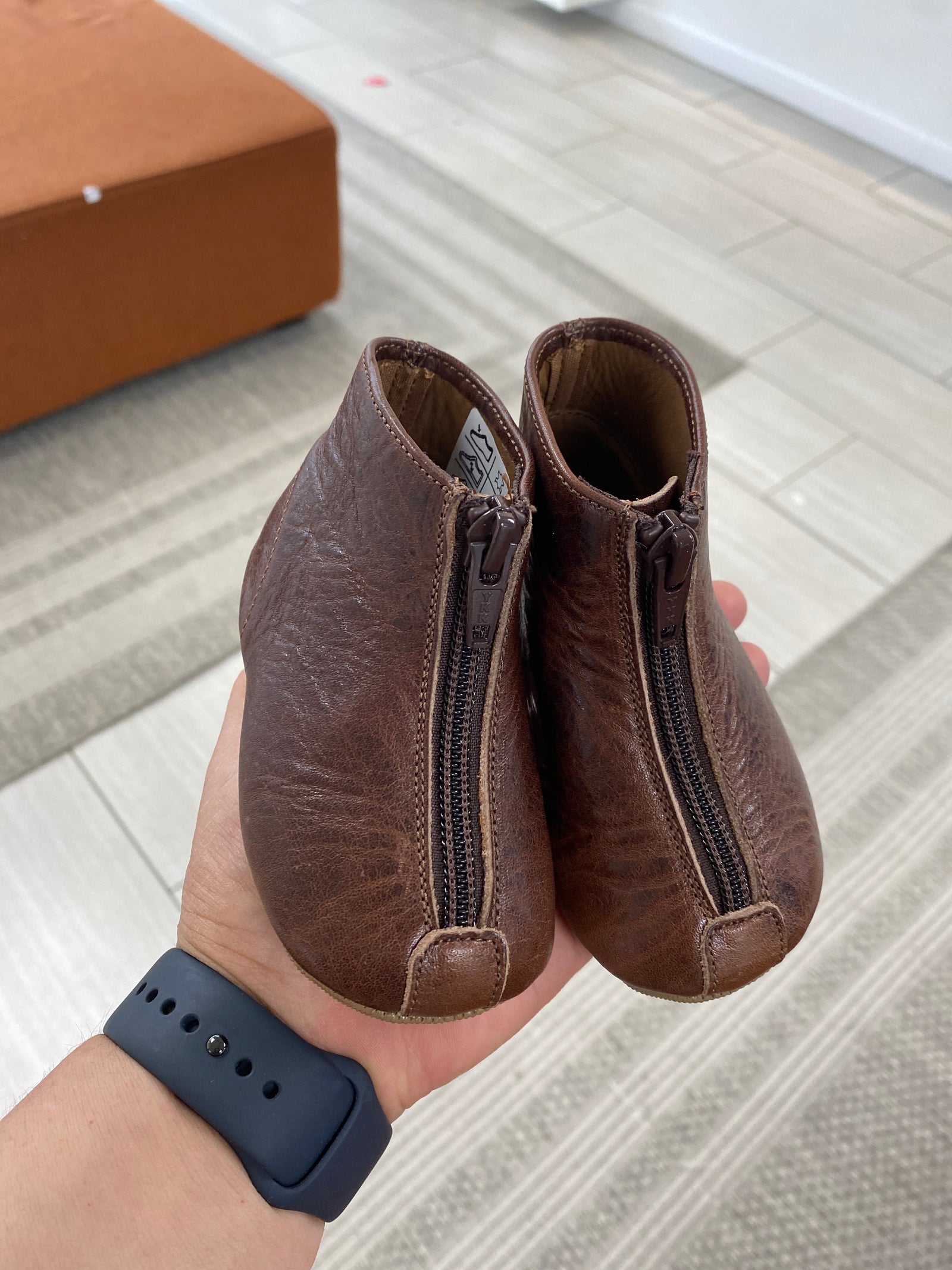 Pepe Brown Crinkle Zipper Bootie-Tassel Children Shoes