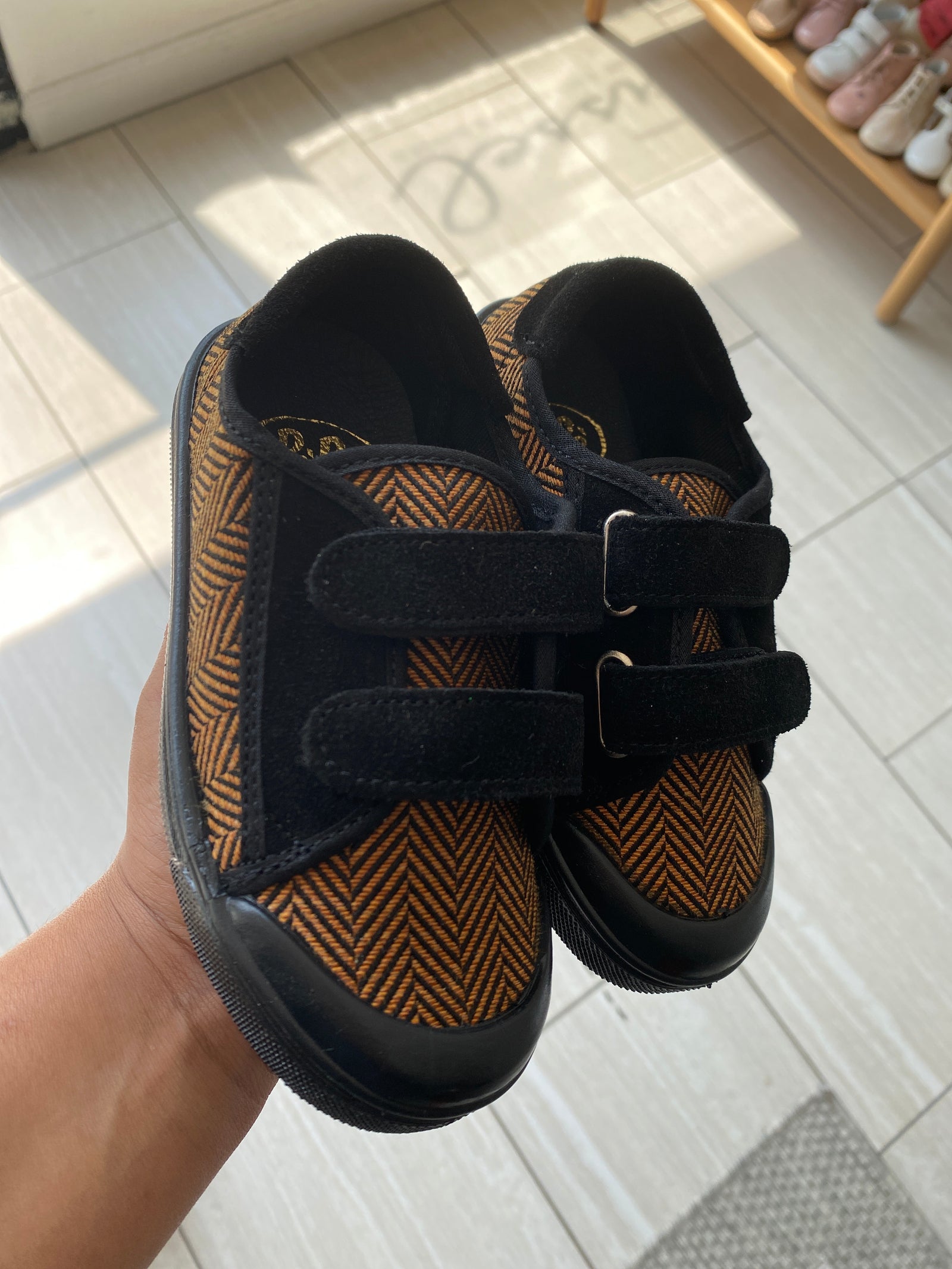 Pepe Herringbone Velcro Sneaker-Tassel Children Shoes