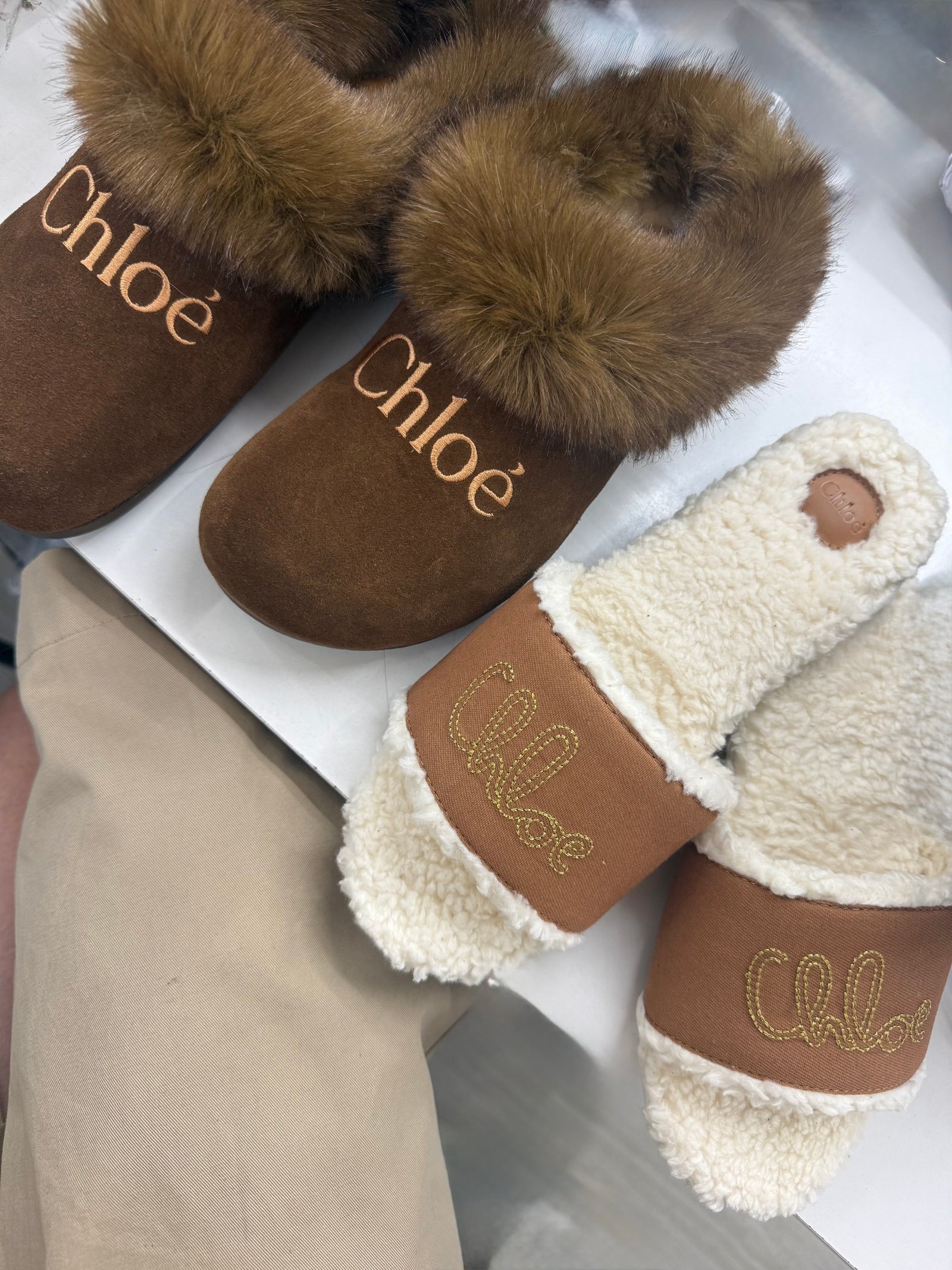 Chloe Vintage Shearling Logo Mule-Tassel Children Shoes