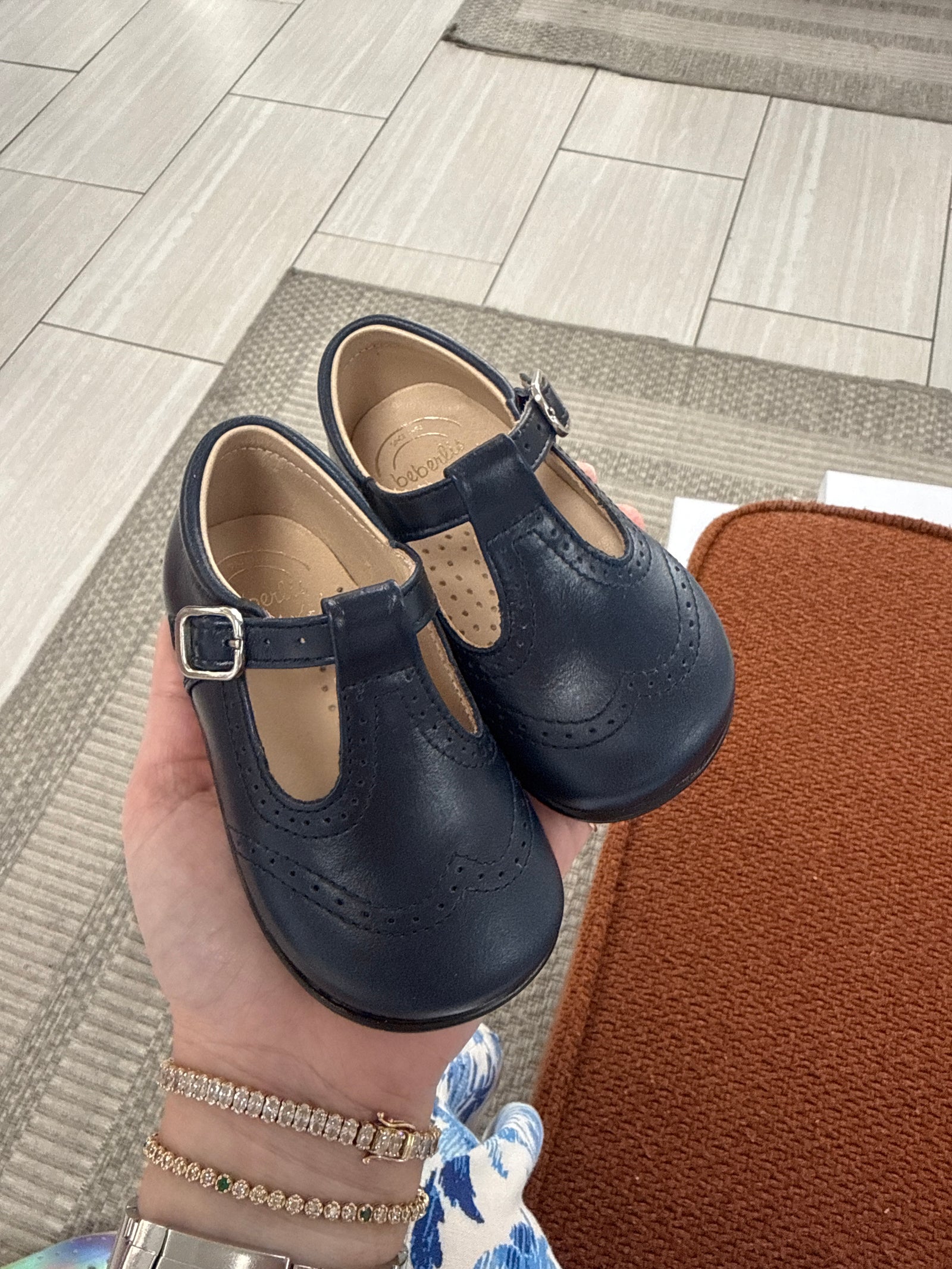 Beberlis Sierra Navy Baby T Strap-Tassel Children Shoes