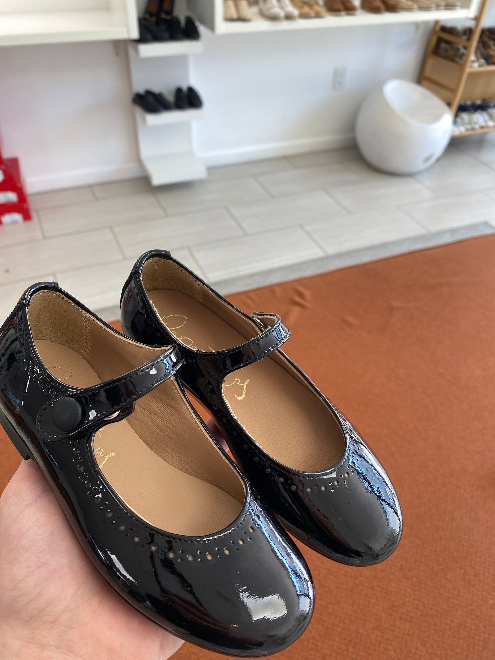 Papanatas Black Patent Mary Jane-Tassel Children Shoes