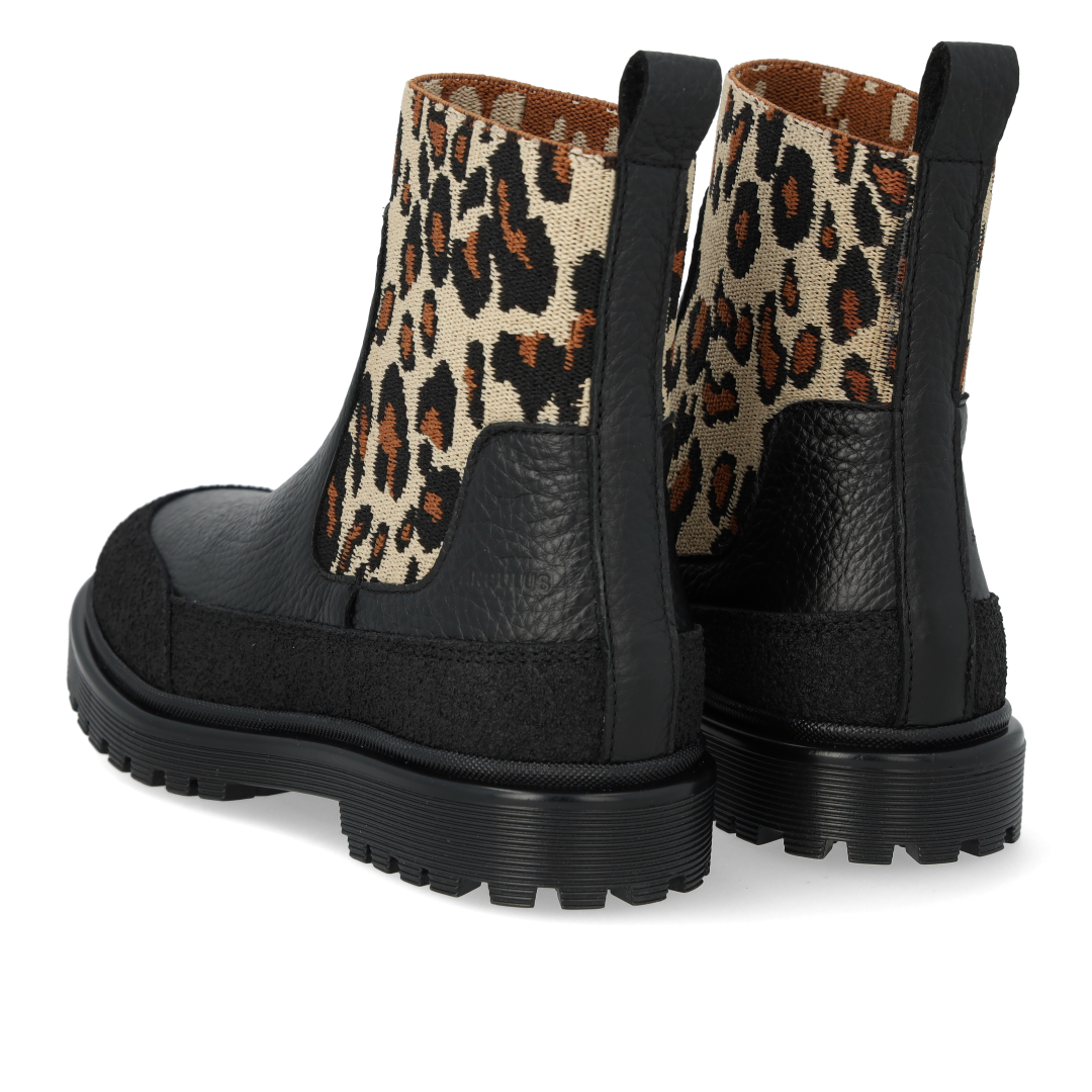 Angulus Black Leopard Chunky Boot-Tassel Children Shoes