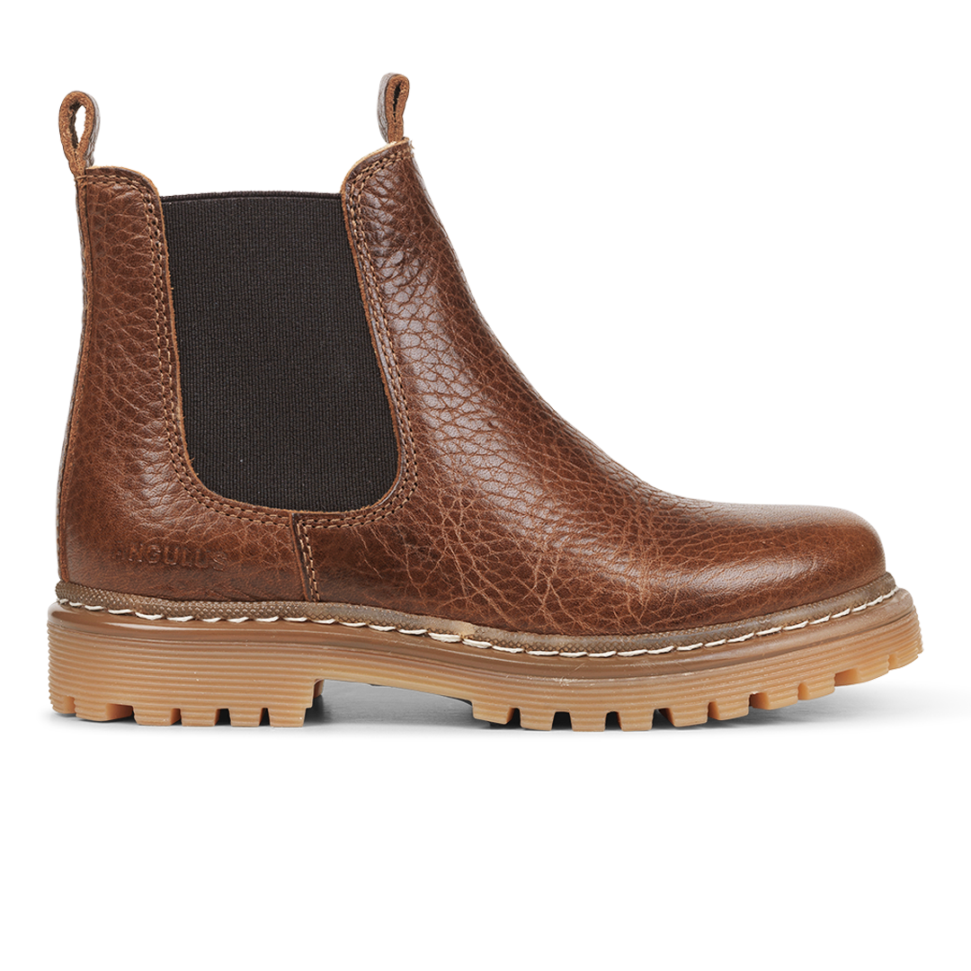 Angulus Rich Brown Leather Elastic Boot-Tassel Children Shoes