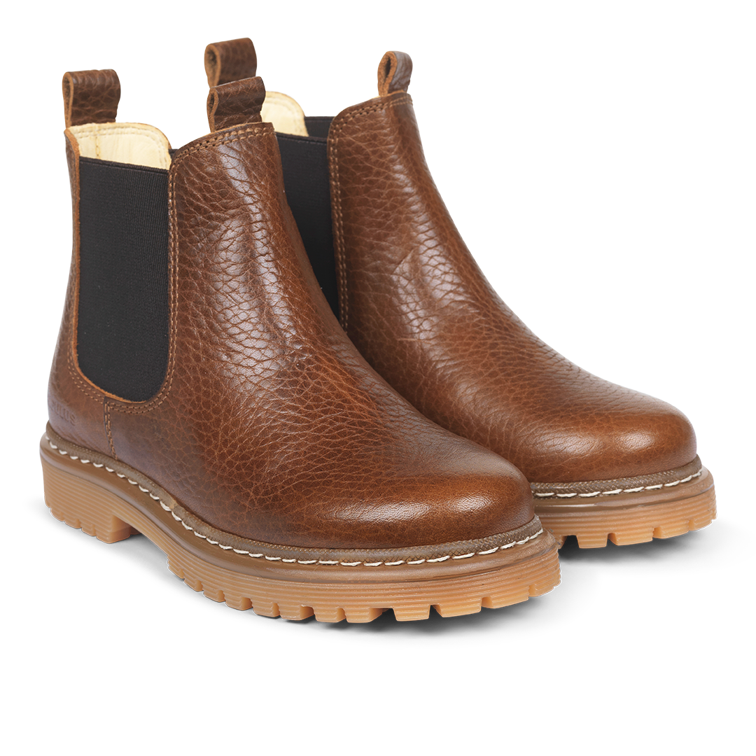 Angulus Rich Brown Leather Elastic Boot-Tassel Children Shoes