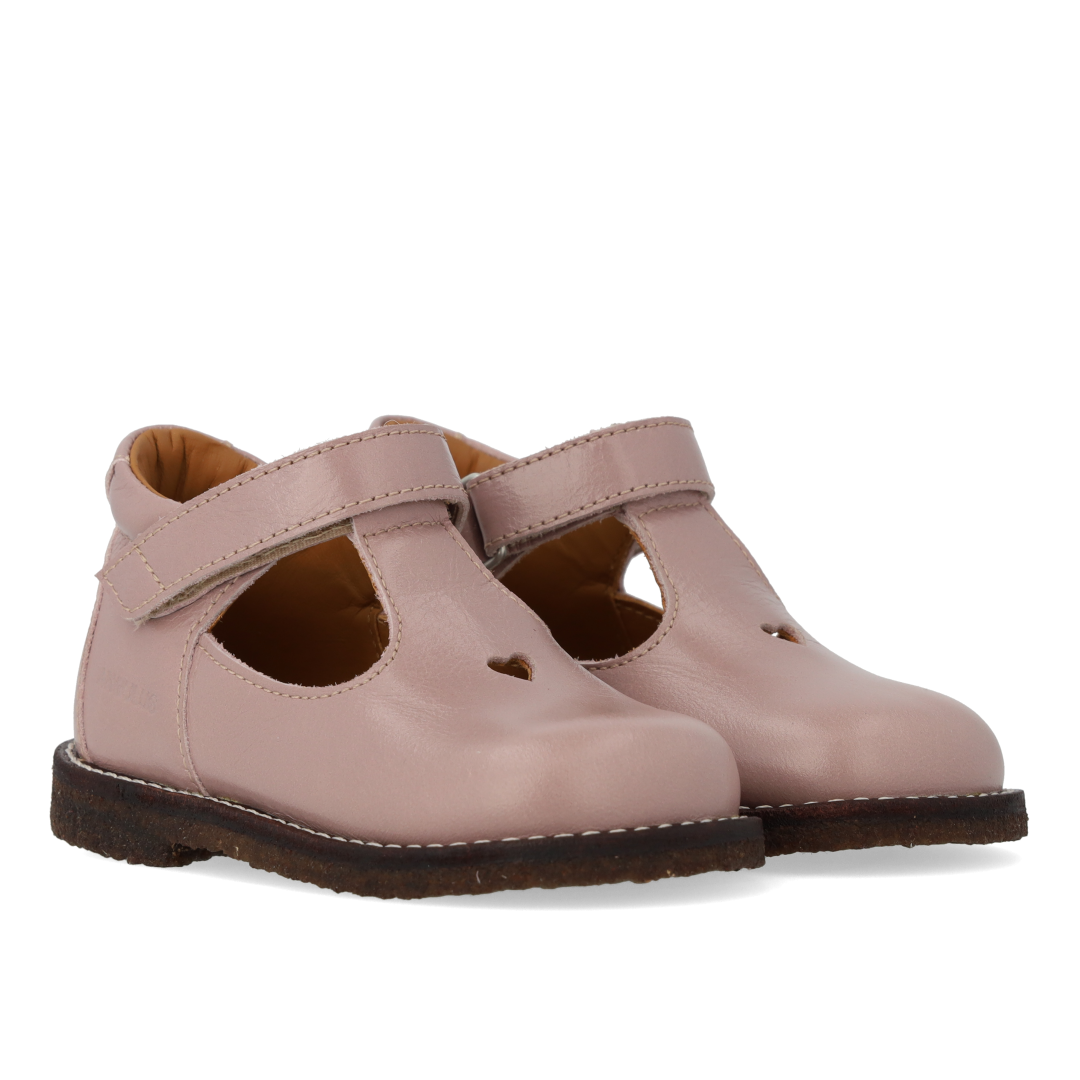 Angulus Faded Rose Heart Baby T Strap-Tassel Children Shoes