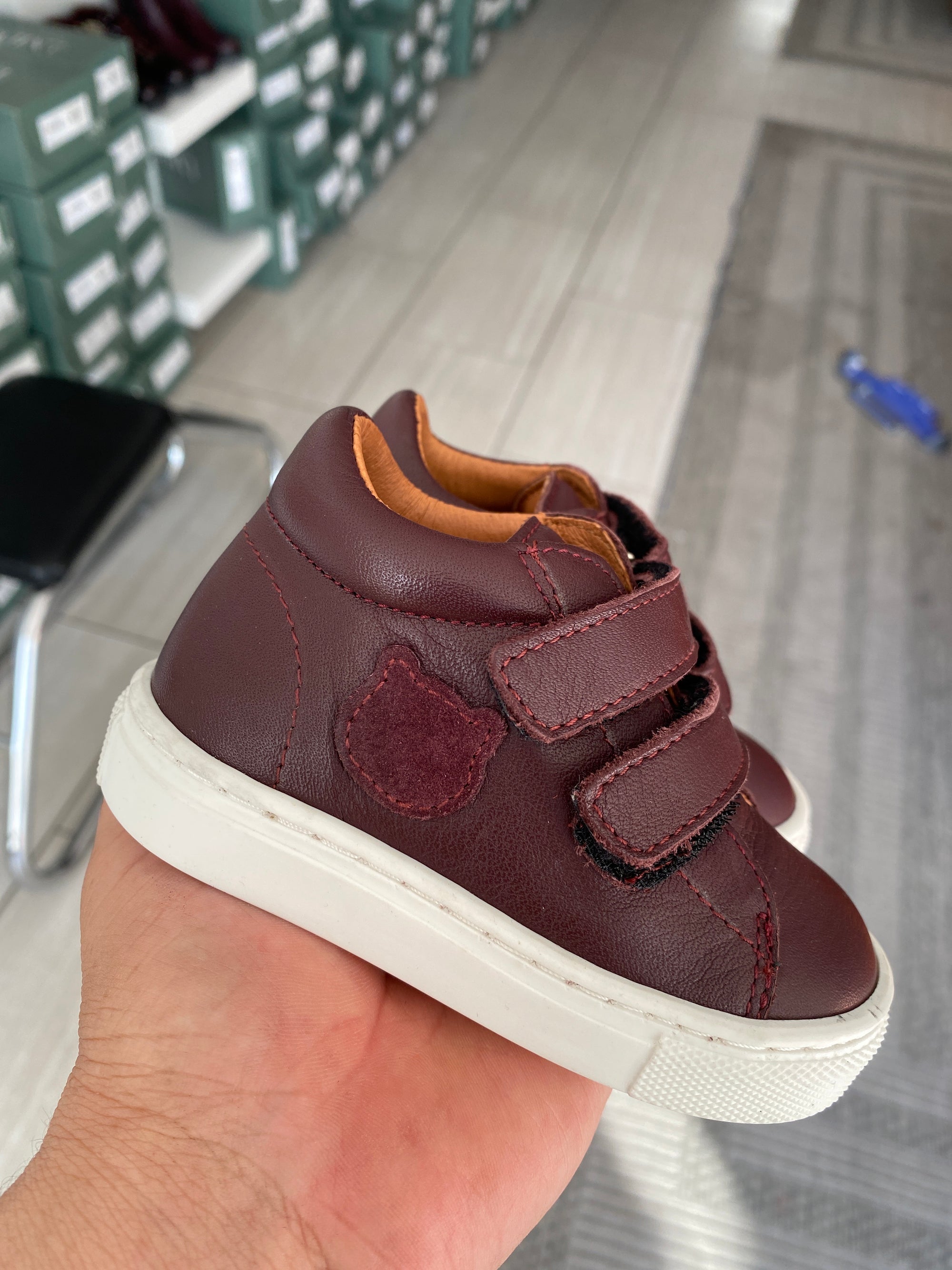 Atlanta Mocassin Burgundy Bear Baby Sneaker