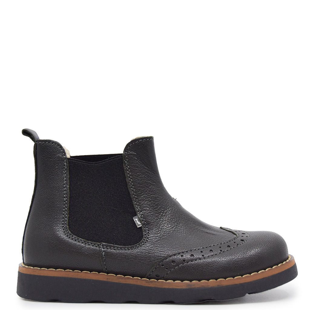 Emel Gunmetal Green Wingtip Bootie-Tassel Children Shoes