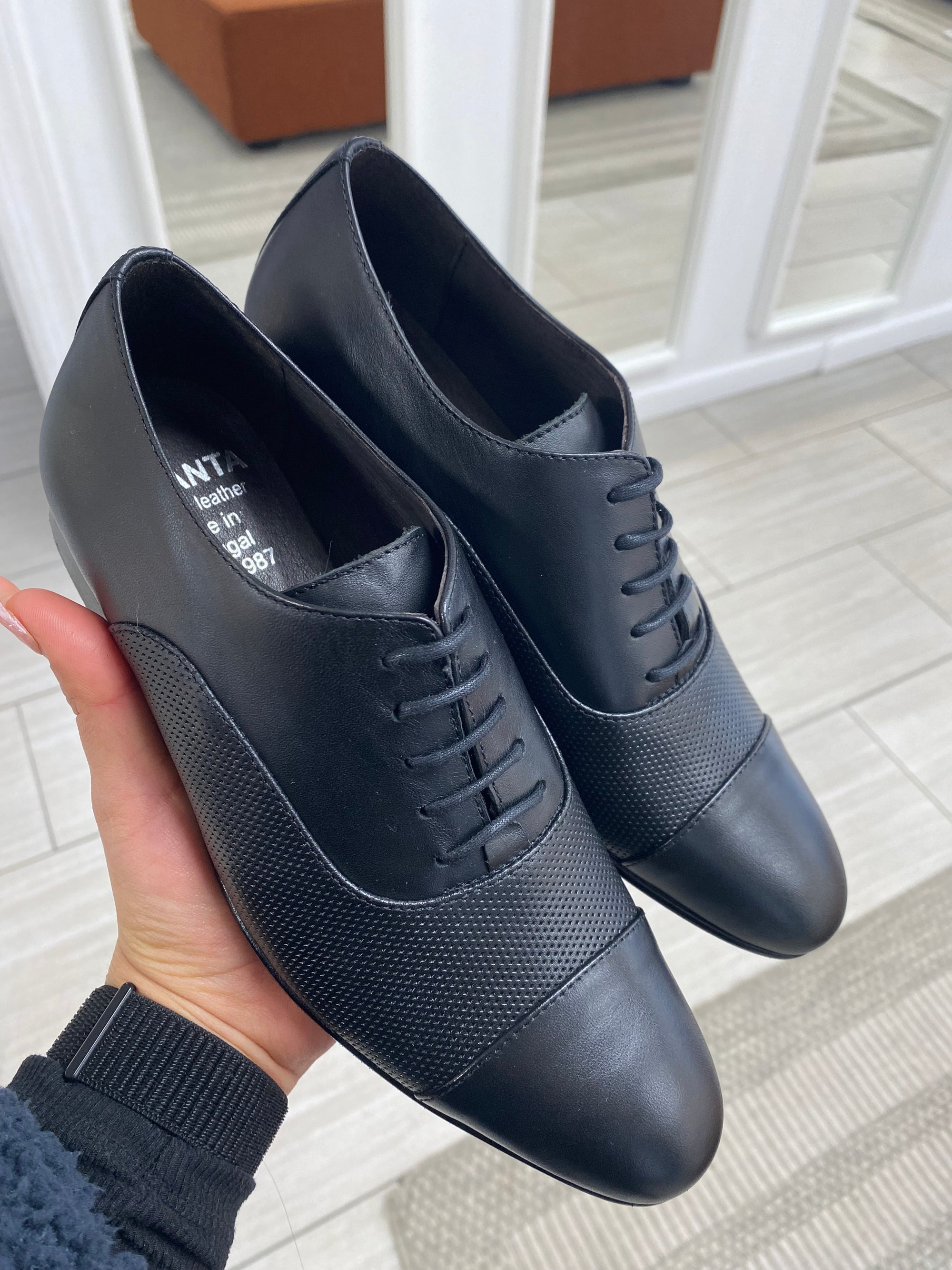 Atlanta Mocassin Black Dress Lace Up-Tassel Children Shoes