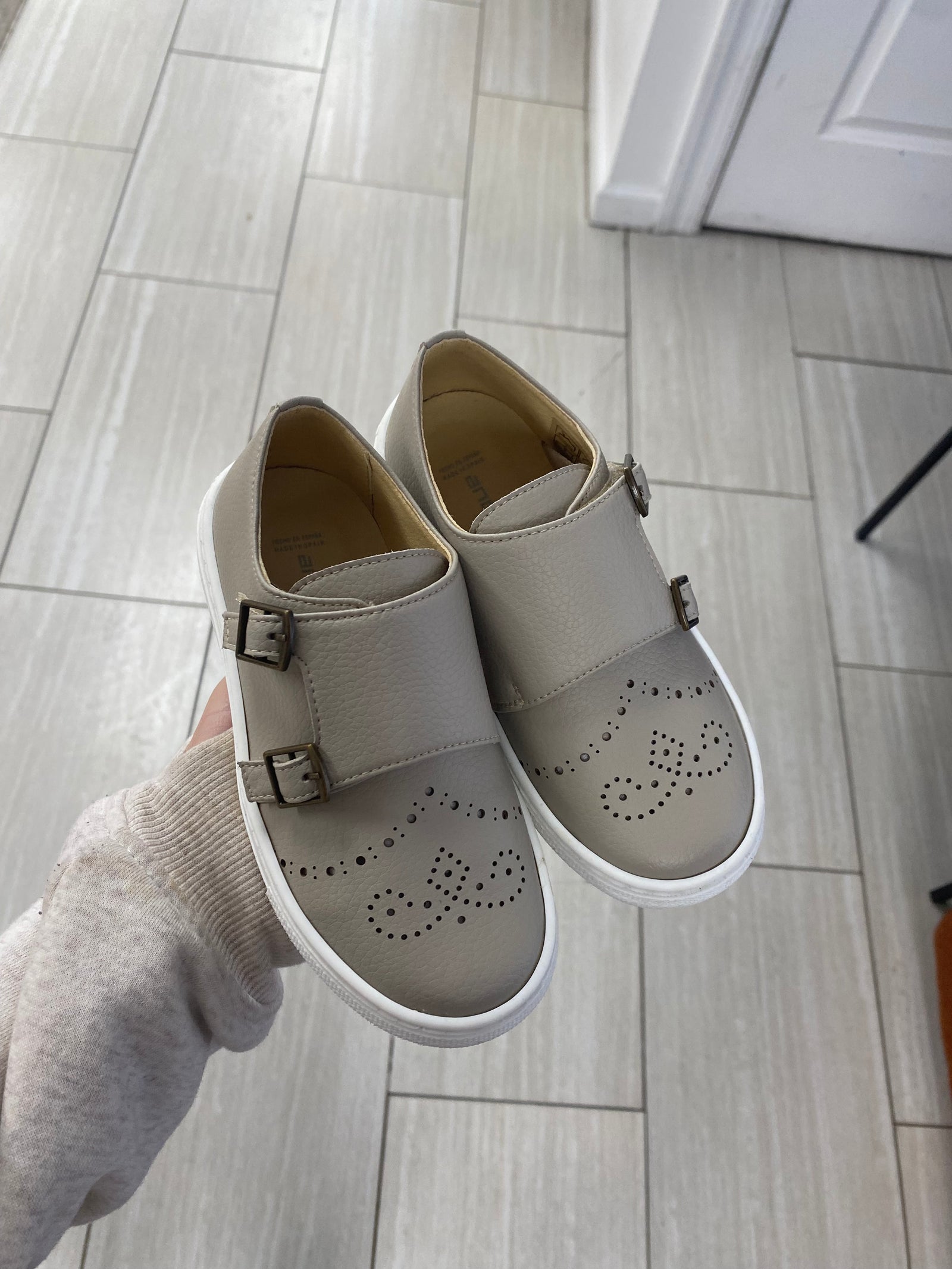 Andanines Stone Taupe Perf Dress Sneaker-Tassel Children Shoes