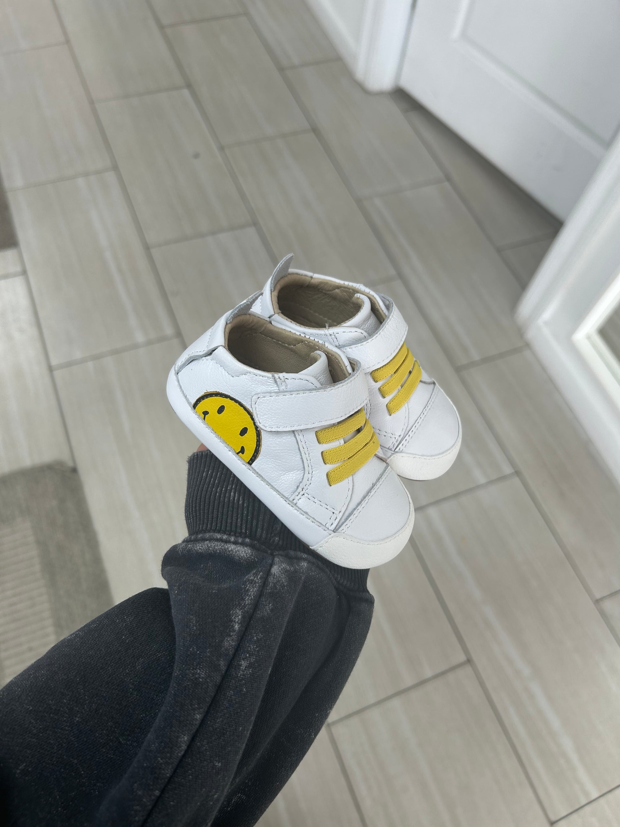 Old Soles White Smiley Baby Sneaker-Tassel Children Shoes