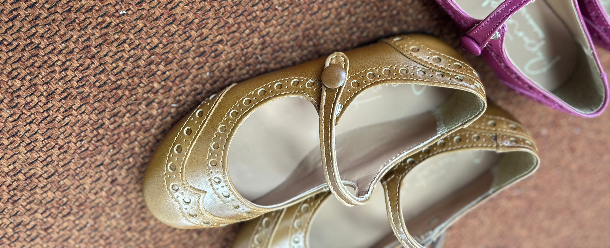 Papanatas Camel Leather Wingtip Mary Jane-Tassel Children Shoes