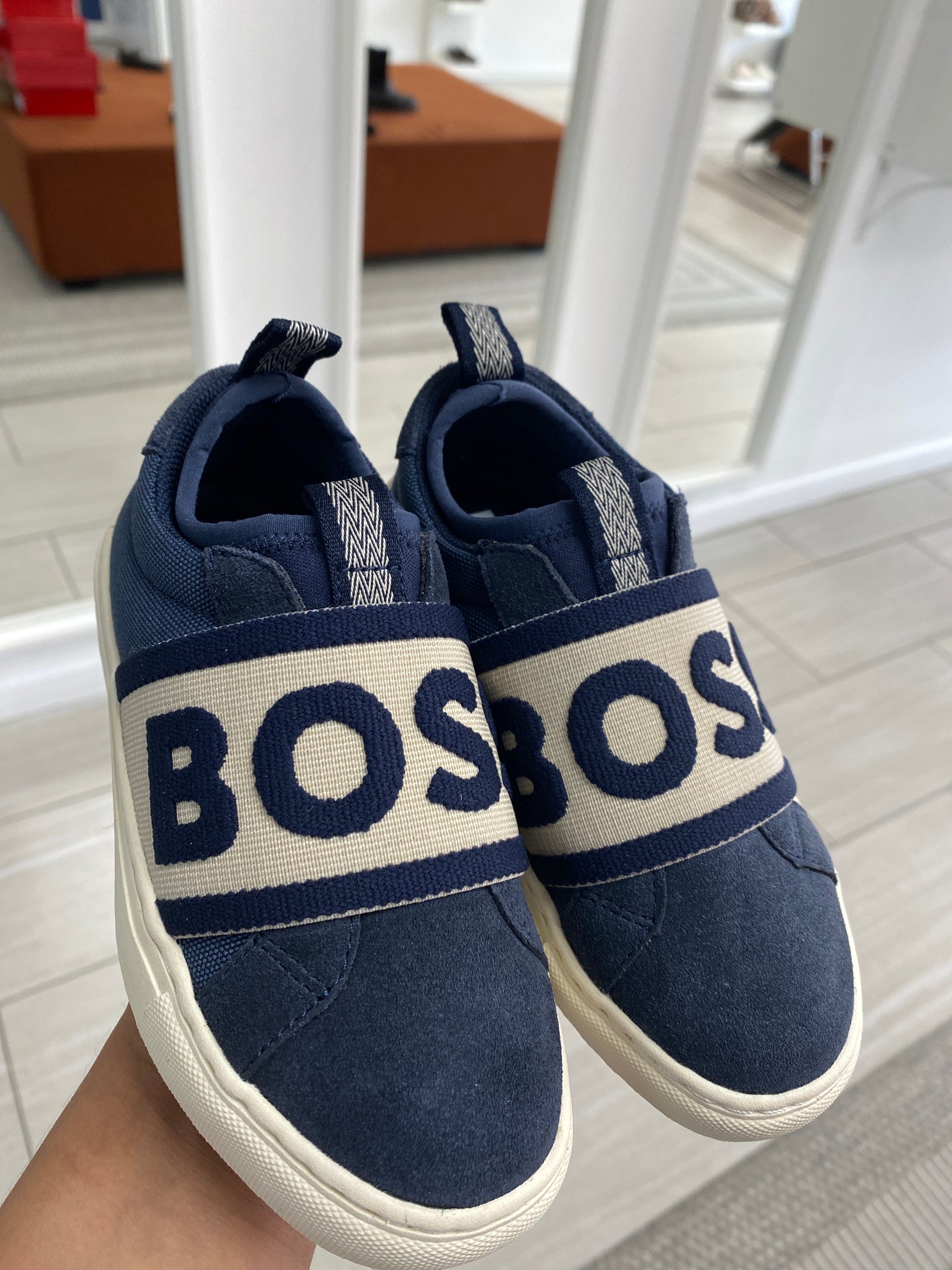 Hugo Boss Navy Elastic Logo Sneaker-Tassel Children Shoes