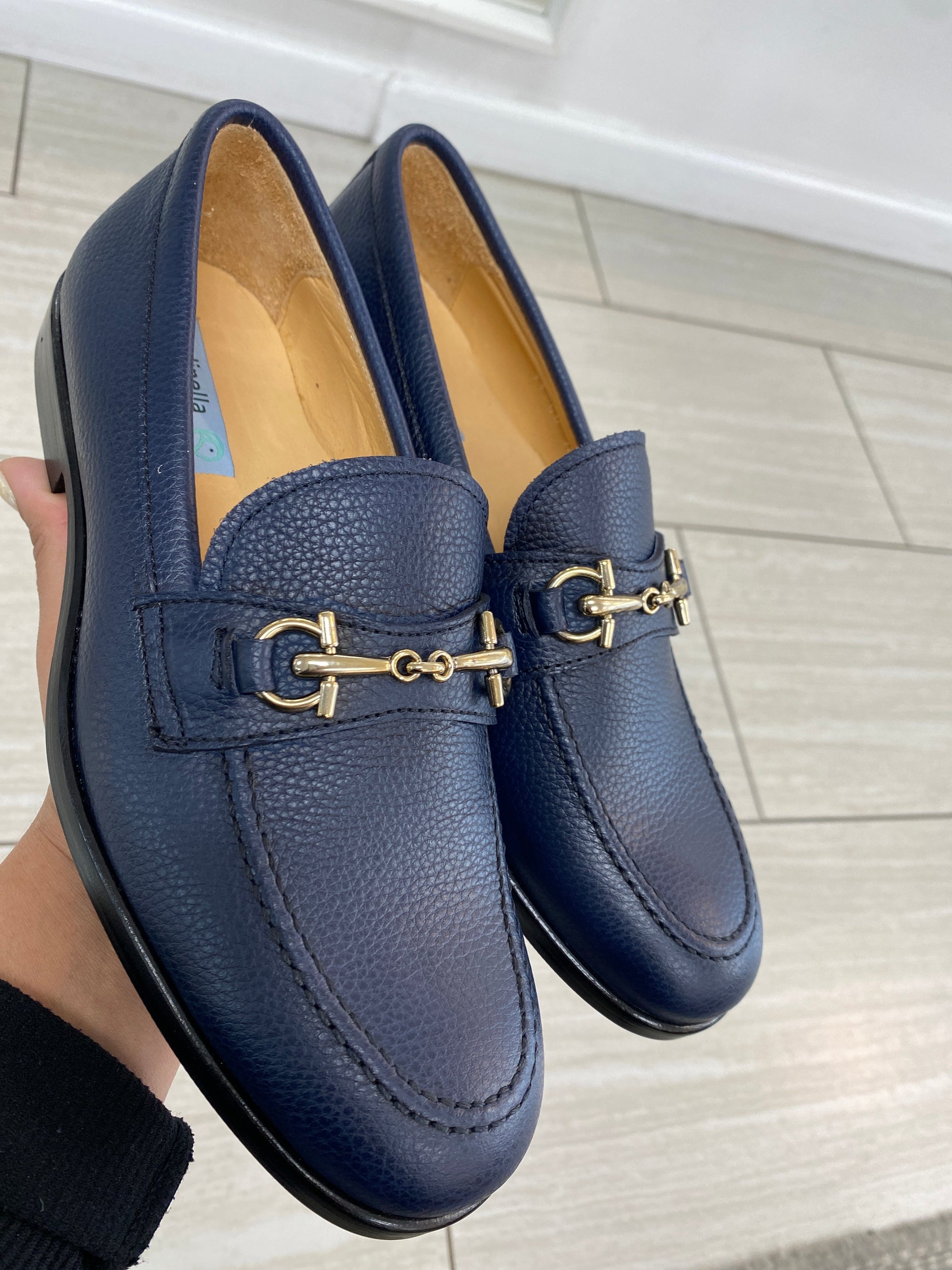 Rondinella Dark Navy Pebbled Buckle Dress Shoe - Tassel Children Shoes Rondinella Dark Navy Pebbled Buckle Dress Shoe - Tassel Children Shoes