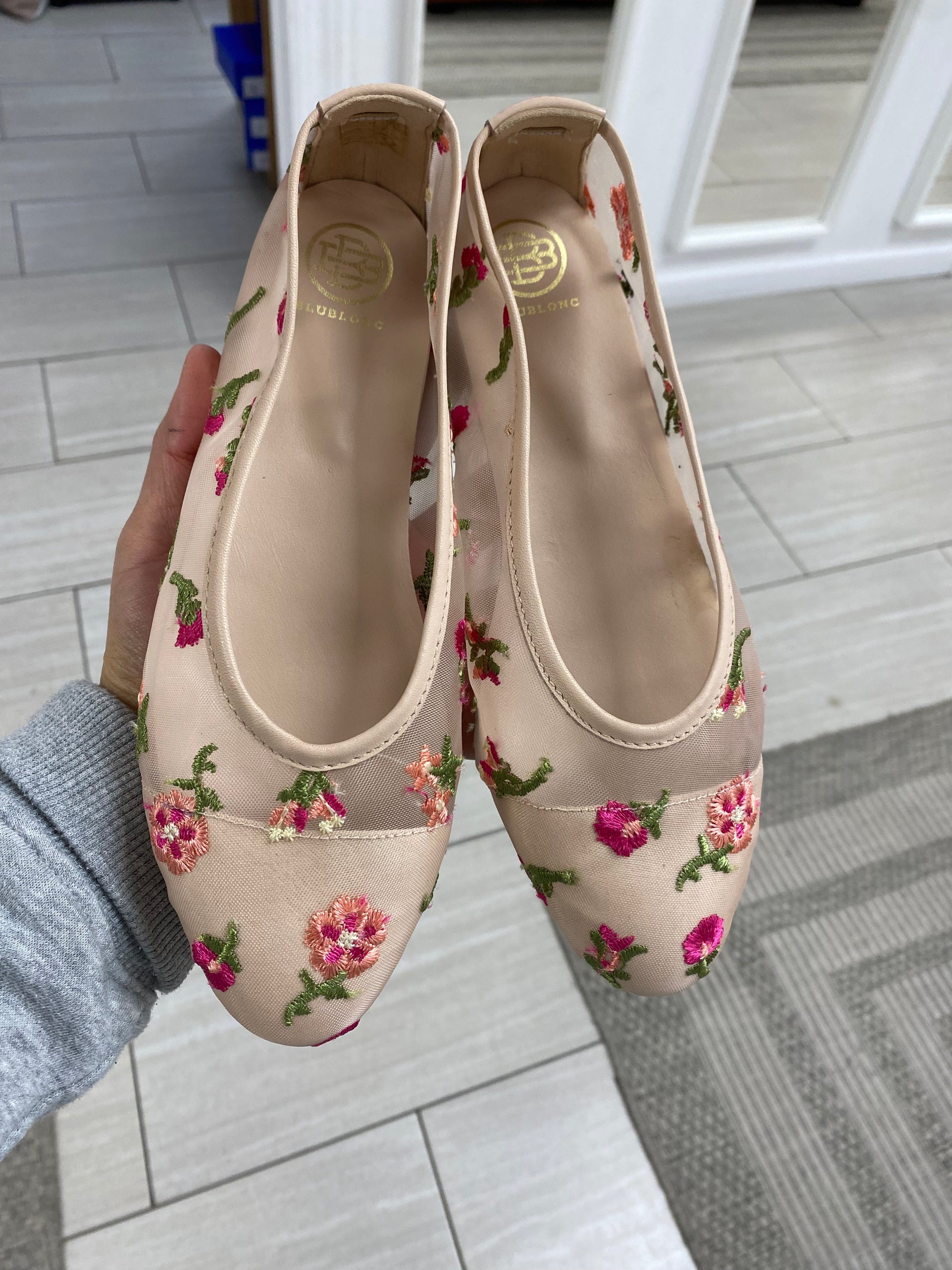 Blublonc Mesh Floral Embroidered Flat-Tassel Children Shoes